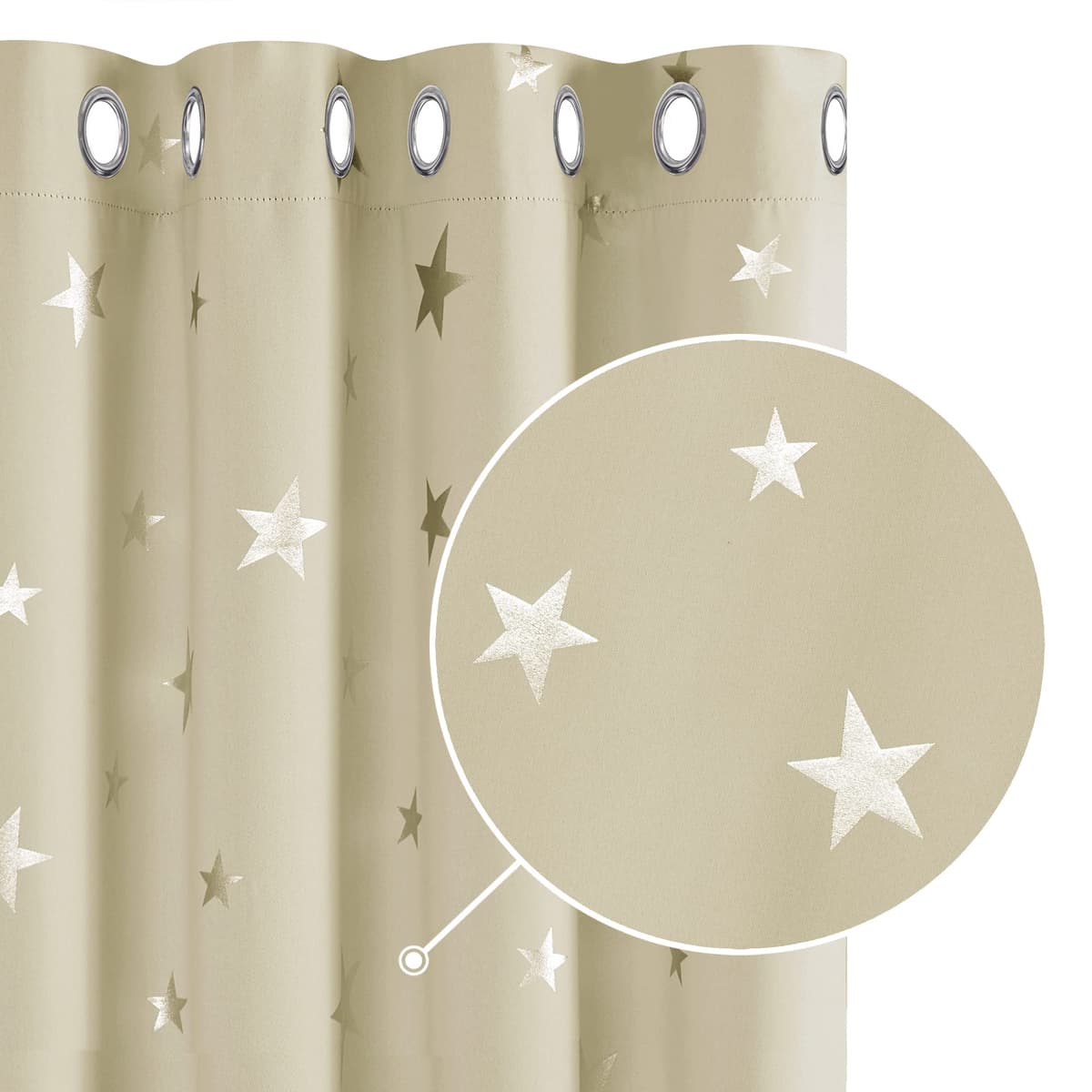 Deconovo Navy Blue Curtains for Living Room Super Soft Thermal Insulated Star Foil Printed Eyelet Blackout Curtains 46 x 54 Inch 2 Panels — view 46