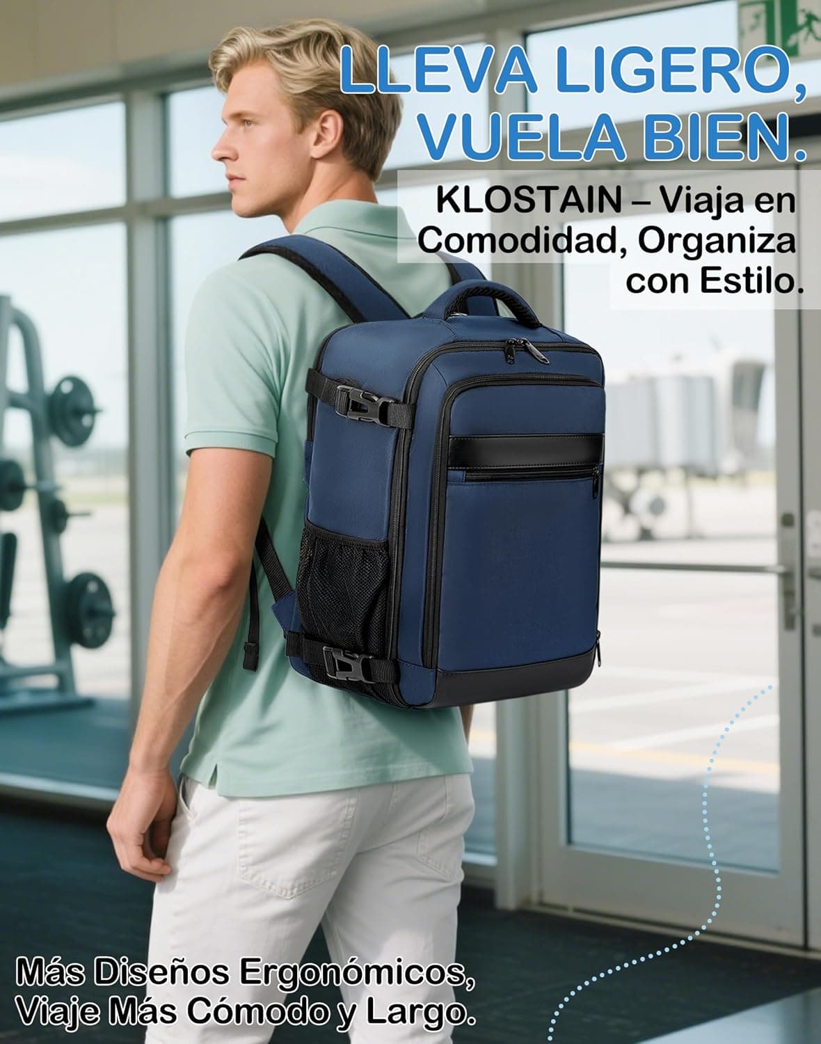 KLOSTAIN Backpack Travel Cabin Airplane for Ryanair Backpack Cabin Hand Luggage Bag Travel Work School for Men Women, dark bl — view 5