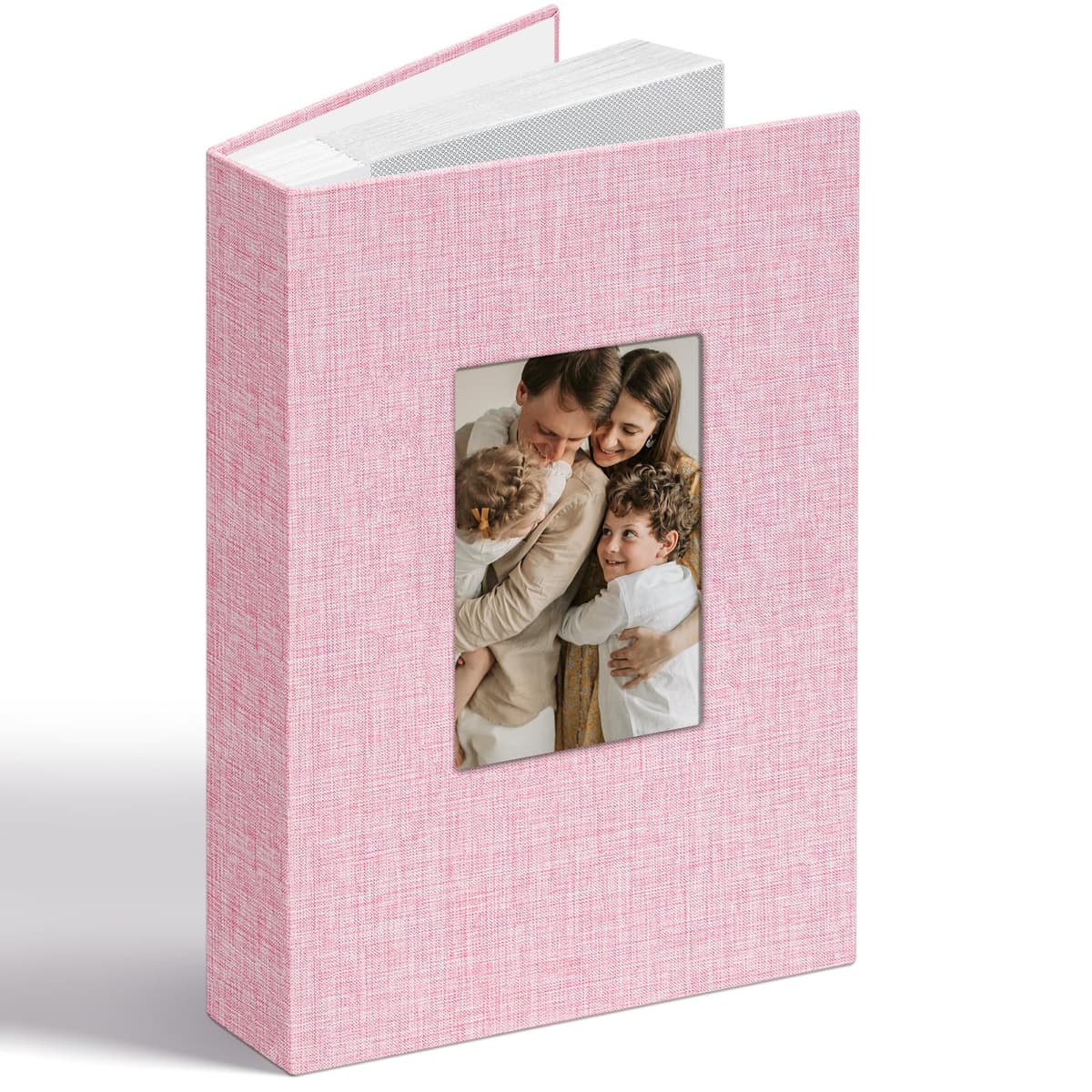 Vienrose Álbum de Fotos Lino 6x4 48 Fotos con Ventana en Portada, Bolsillos Ácido-Free, Álbum de Recuerdos con Espacios para Notas, Regalo para Bodas, Familia, Bebé, Aniversario (Rosa) — view 10