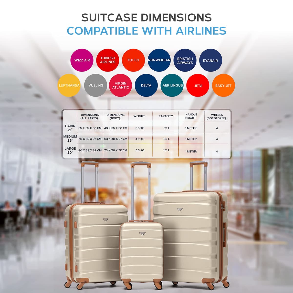 Flight Knight Lightweight 4 Wheel ABS Hard Case Extra Large Suitcase Approved for Over 100 Airlines Including easyJet, British Airways, Ryanair, Jet2, Emirates & Many More - Check-in Large Size 29" — view 3