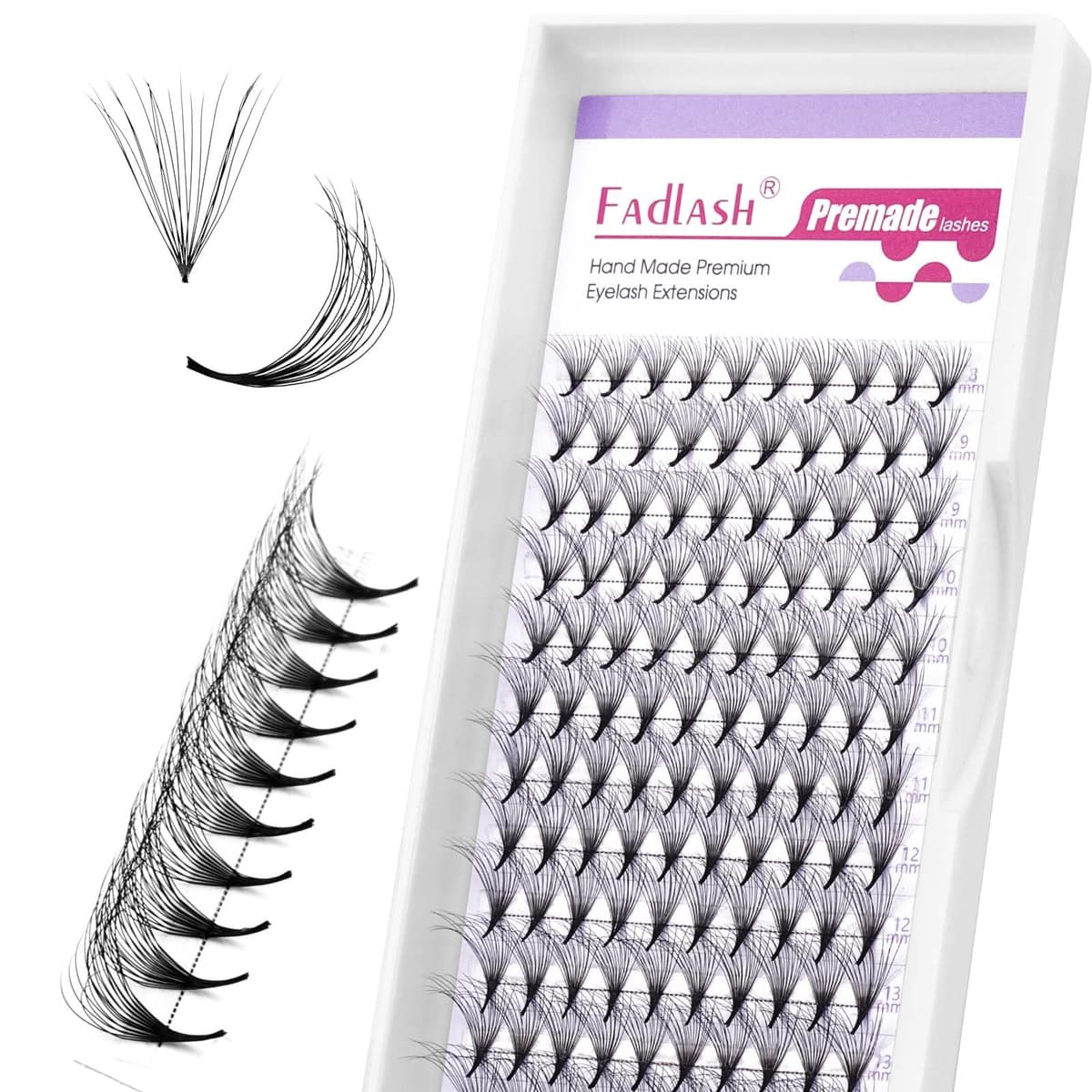 Russian Volume Lashes 16D 0.07 C Curl Mix Tray - Premade Fan Lashes (8-14mm) — view 34