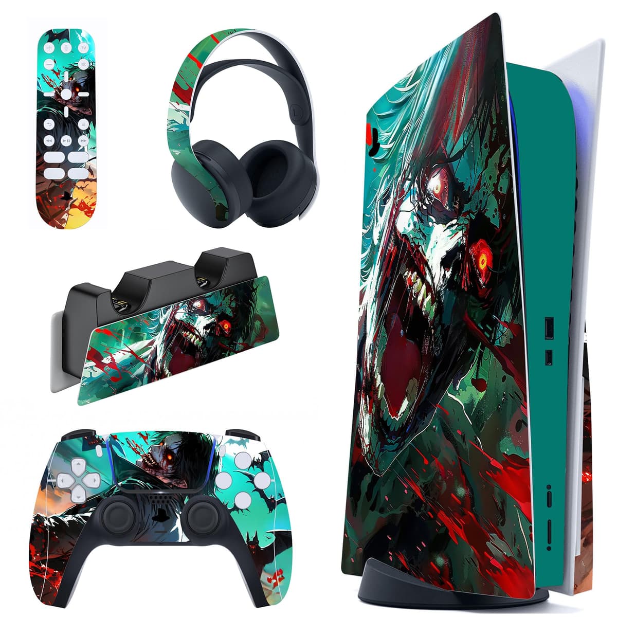 PlayVital Calcomanía Vinilo para ps5 Edición Disc - Pegatina Completa para Consola, Control, Base de Recarga, Control Remoto y Audífonos, Cubierta Protectora Adhesiva(Efecto de Mármol Dorado Rosa) — view 52