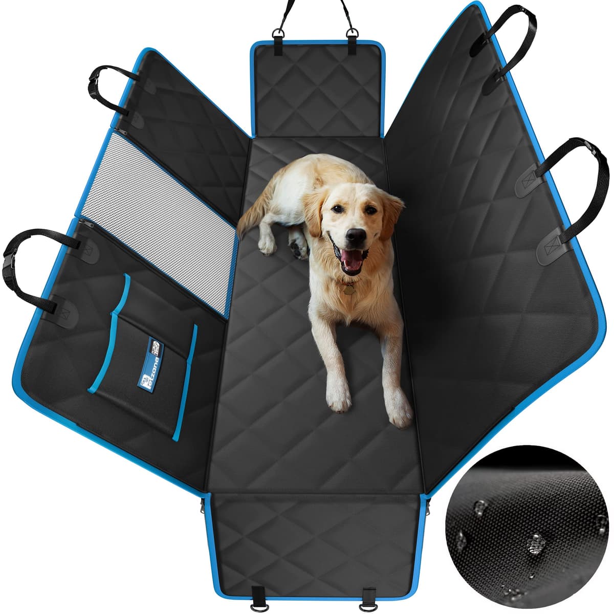Dog Hammock for Car Back seat with Mesh Visual Window, Side Flaps with Zipper, Padded 4 Layers Waterproof Heavy Duty Hammock with Storage Bag, Scratch Proof Nonslip Pet Car Seat Cover — view 2