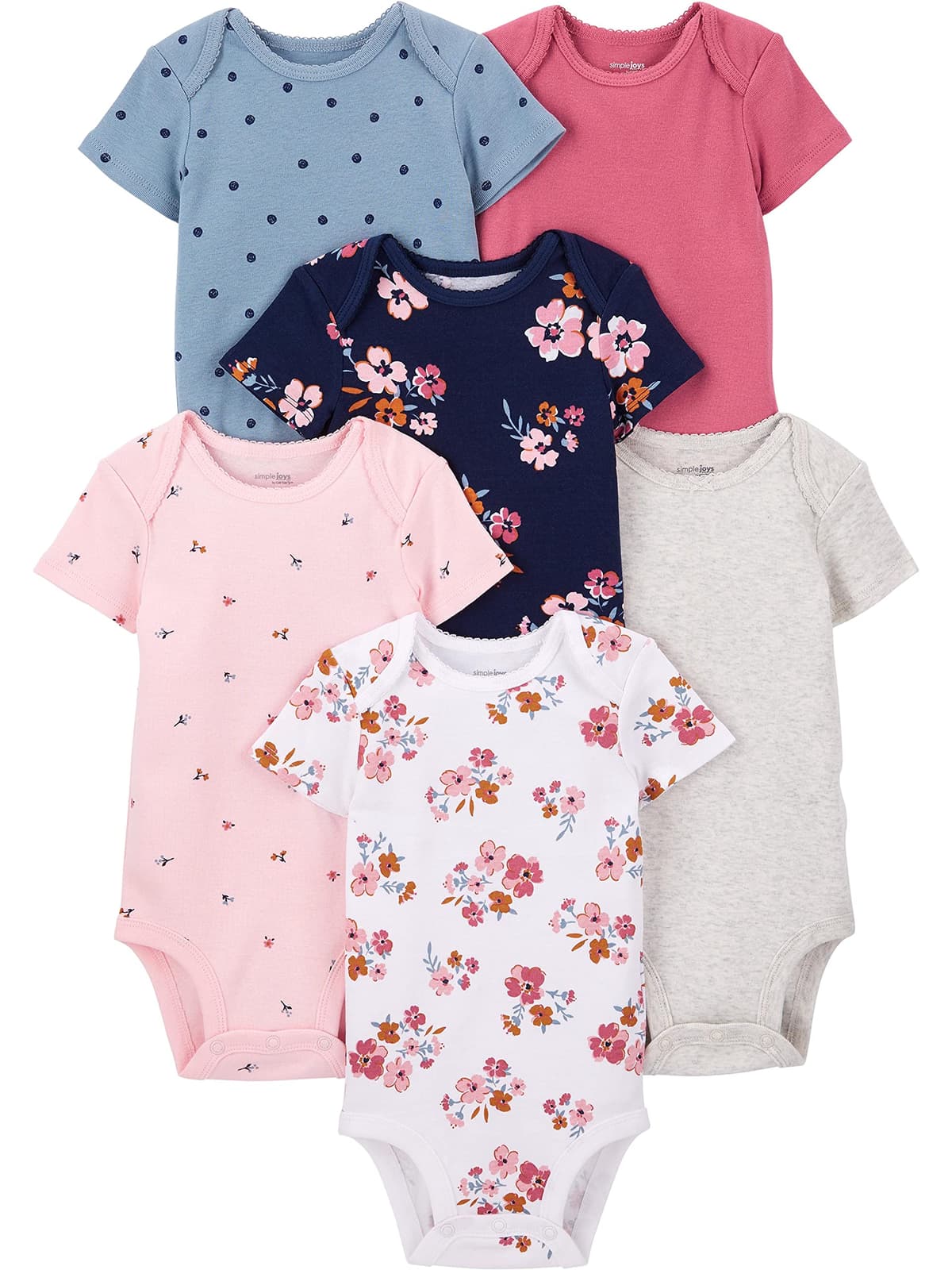 Simple Joys by Carter's 6-Pack Short-Sleeve Bodysuit Body Bebé-Niñas (Pack de 6) — view 14