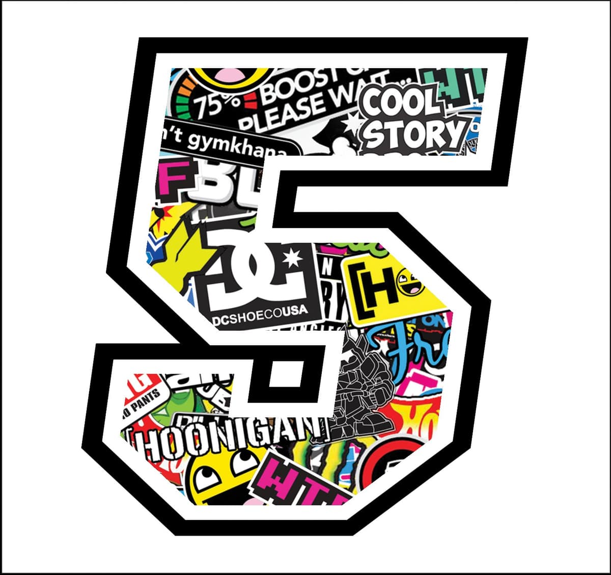 Adhesive Race número - la medida 12 cm - Cross Pista de Coches Pegatinas para Bicicletas (3, Sticker Bomb) — view 59