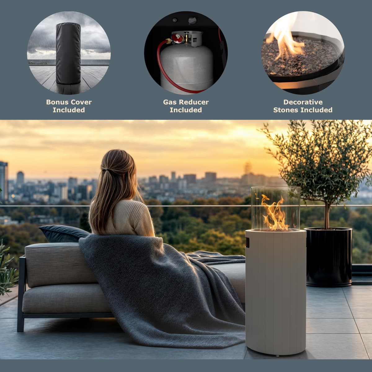 Chimenea de Gas Exterior BINO - Calentador portátil para jardín y terraza — view 5