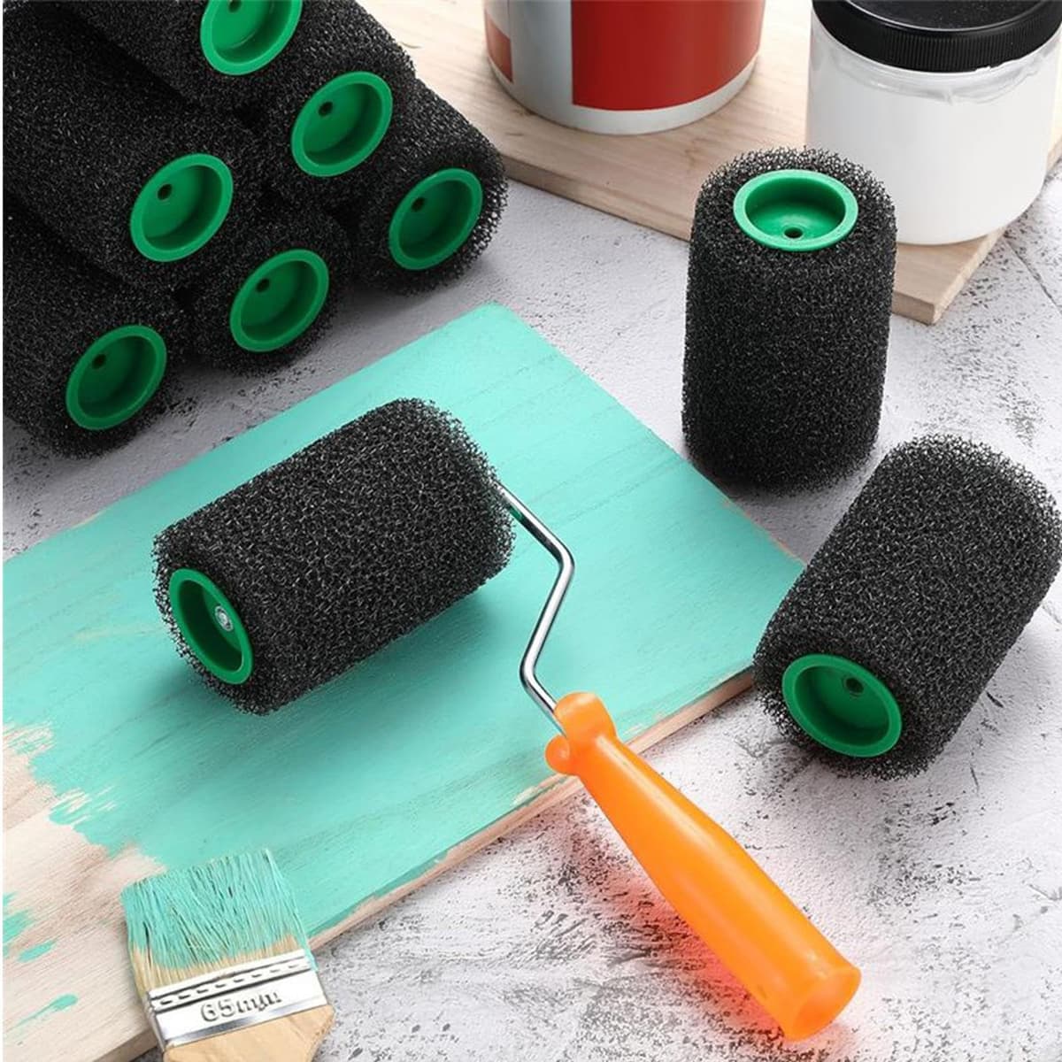 Wall Paint Roller, Painting Roller Tool Kit, 10 Piece Applicator Set, Hand Tools with Replacement Covers, Ideal for Home Improvement Projects, 10.63x3.54x5.31 inches — view 3