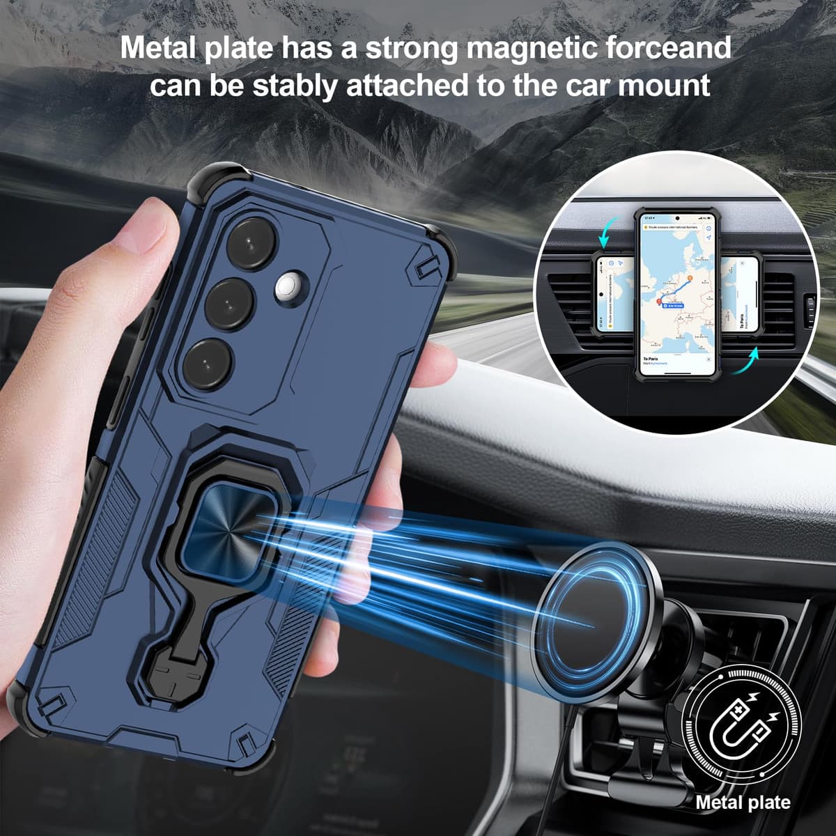 Funda para CMF Phone 2 Pro, Carcasa Antigolpes con Soporte anular metálico, Case Protectora de Grado Militar, Negro — view 122