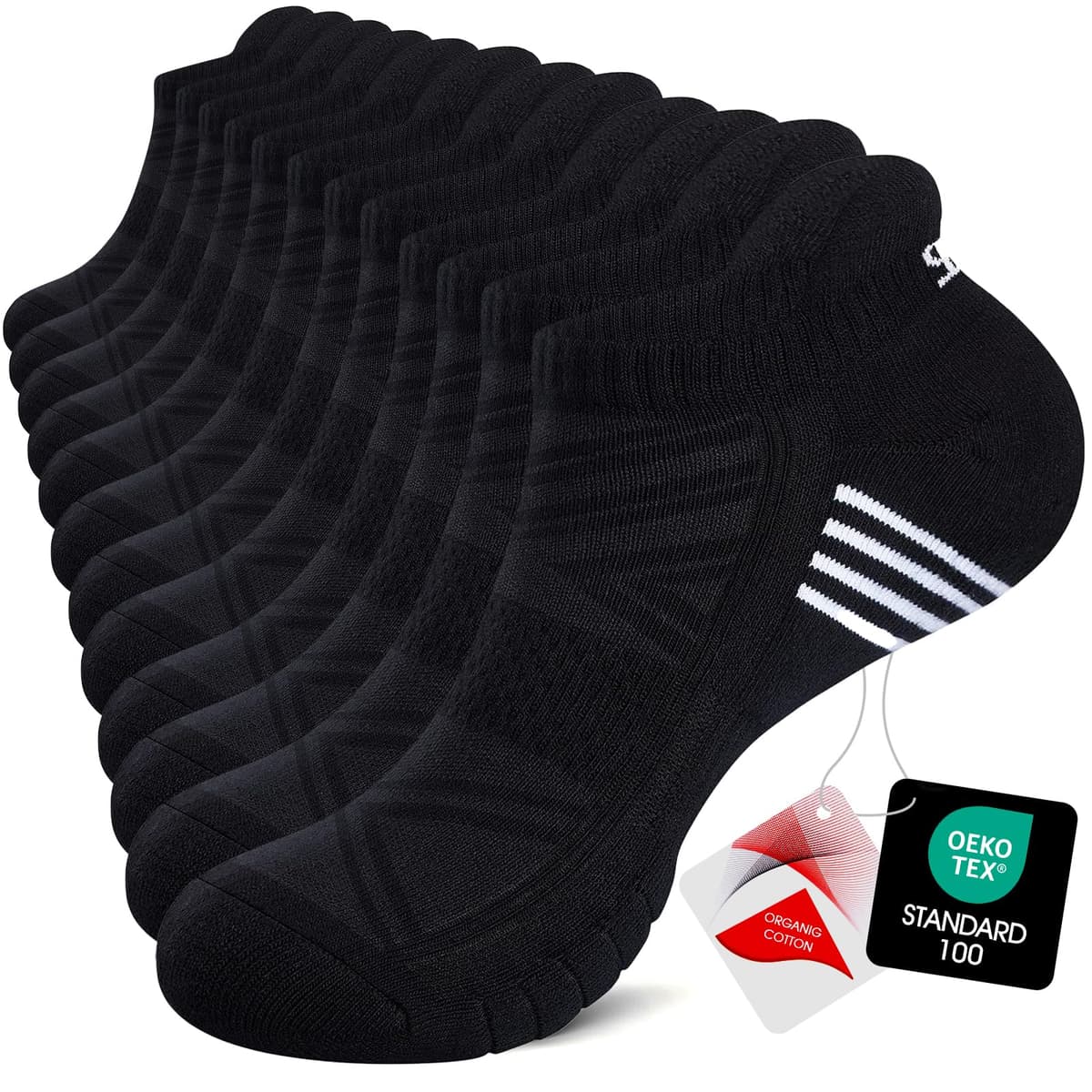 TANSTC Mens Running Socks Anti-Blister Cushioned Sports Socks Trainer Socks for Men Women Cotton Ankle Socks Low Cut Breathable Athletic Sock(6 Pairs) — view 11