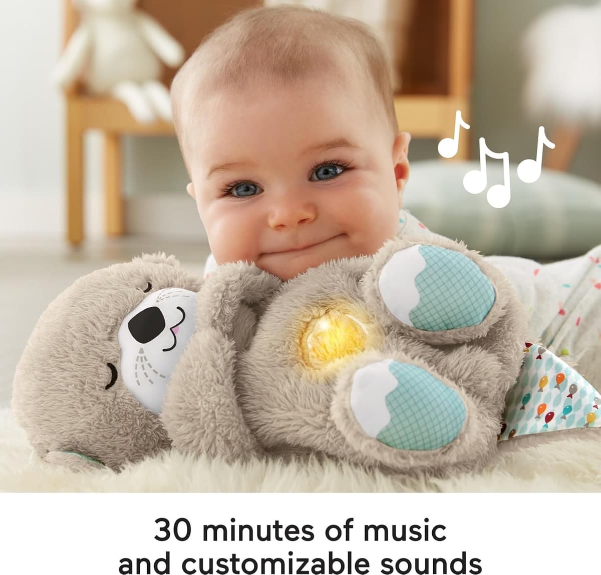 Fisher-Price Soothe 'N Snuggle Otter | Newborn Baby Toys & New Baby Gifts | Plush Soft Toys for Babies with Light and Sound Machine | Baby Girl and Baby Boy Gifts | Newborn Essentials, FXC66 — view 3