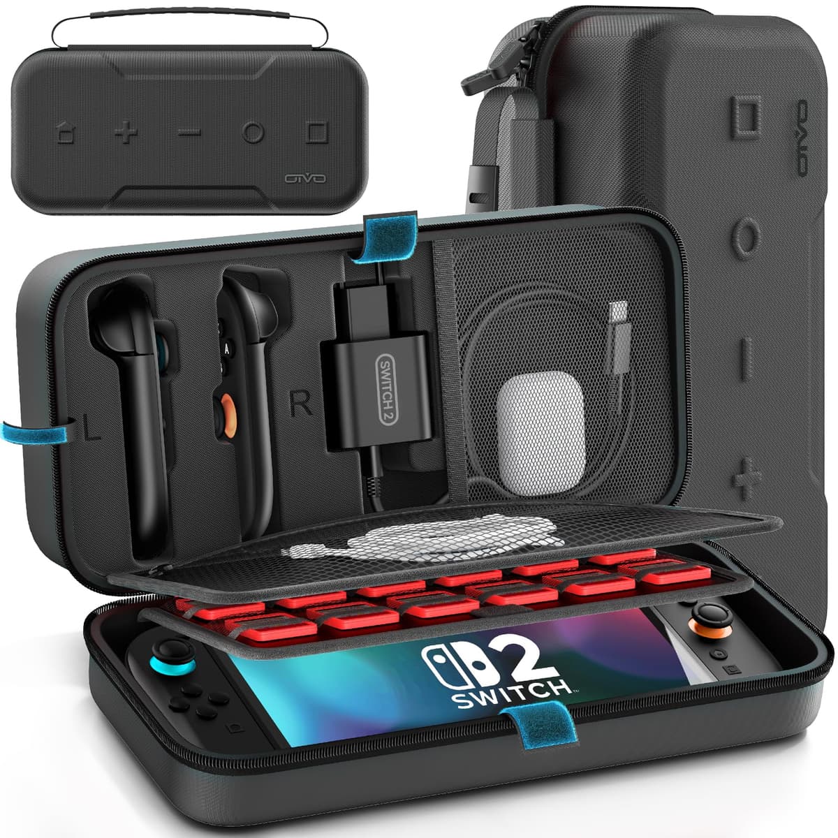 Funda para Nintendo Switch 2025, Bolsa de Transporte para Switch 2 para Joy-Con 2 y Consola, Funda de Viaje para Switch 2 para 24 Tarjetas de Juego y Accesorios, Organizador Cable y Adaptador-Negro