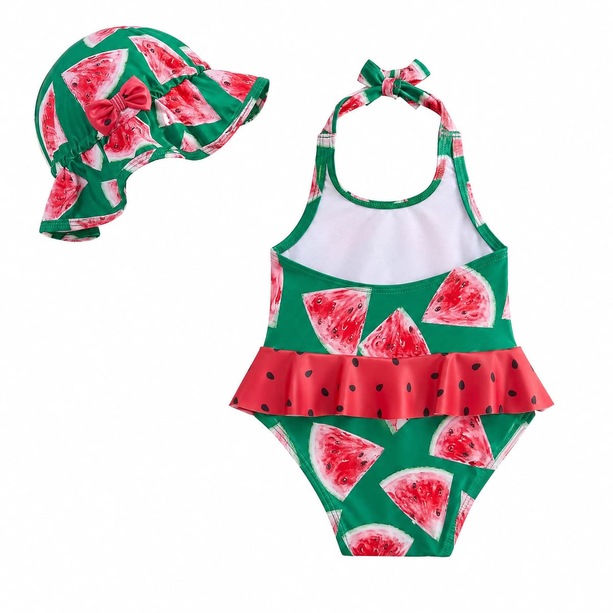 JiAmy Conjunto de natación para bebé recién nacida con bonito sombrero sin mangas de una pieza traje de baño de una pieza con lazo para verano, traje de baño de 0 a 24 meses — view 7
