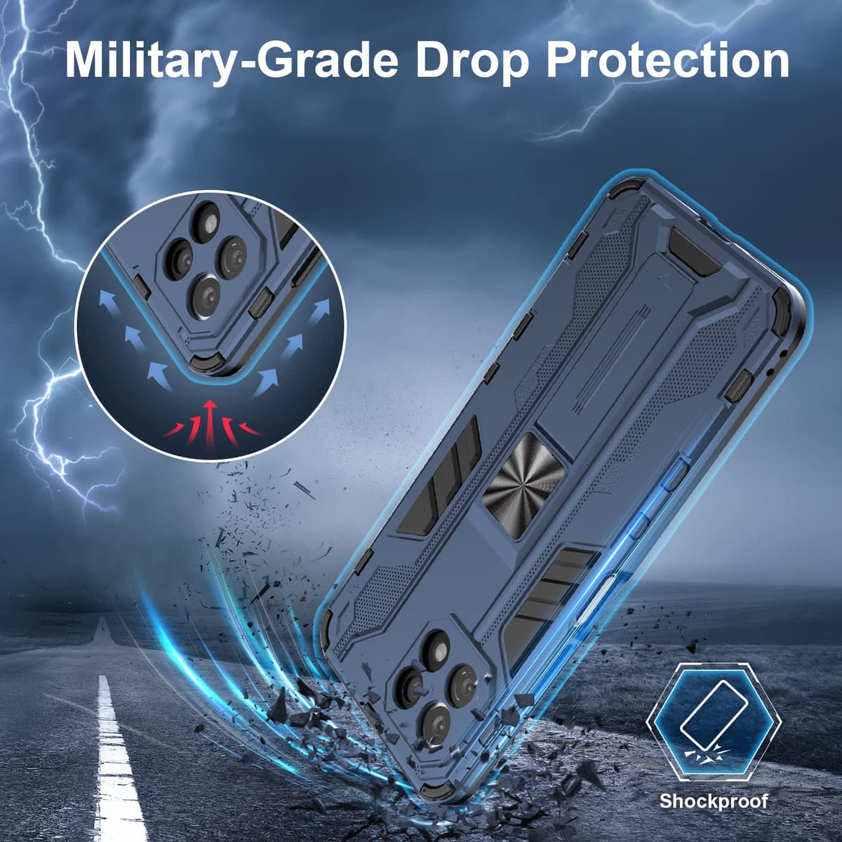 Funda para CMF Phone 2 Pro, Carcasa Antigolpes con Soporte anular metálico, Case Protectora de Grado Militar, Negro — view 252