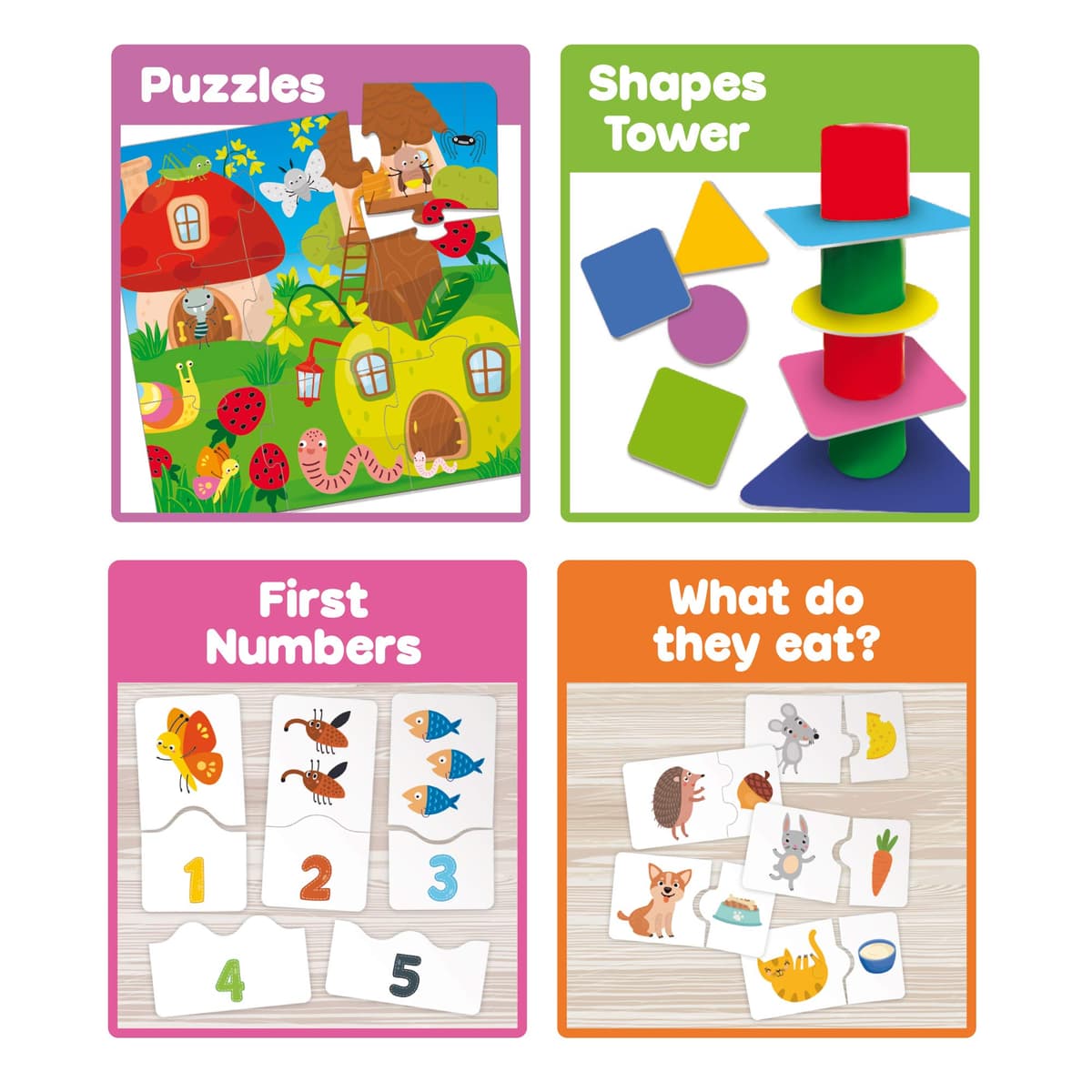 Lisciani - CAROTINA BABY - Collection of 10 Educational Games for Children from 2 to 4 Years - Balance Tower, Puzzle, Memory, Colours, Tombola and much more - Complete Game Kit — view 3