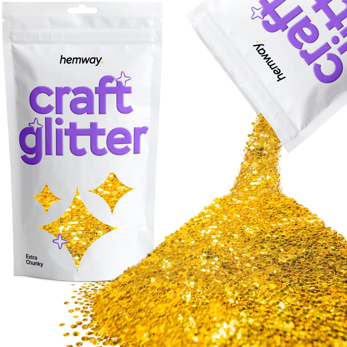 Hemway - Purpurina para manualidades, vasos, resina, epoxi, uñas, cera, álbumes de recortes, cristal, decoración de escuelas: dorado holográfico, gruesa (0,6 mm), 100 g — view 54