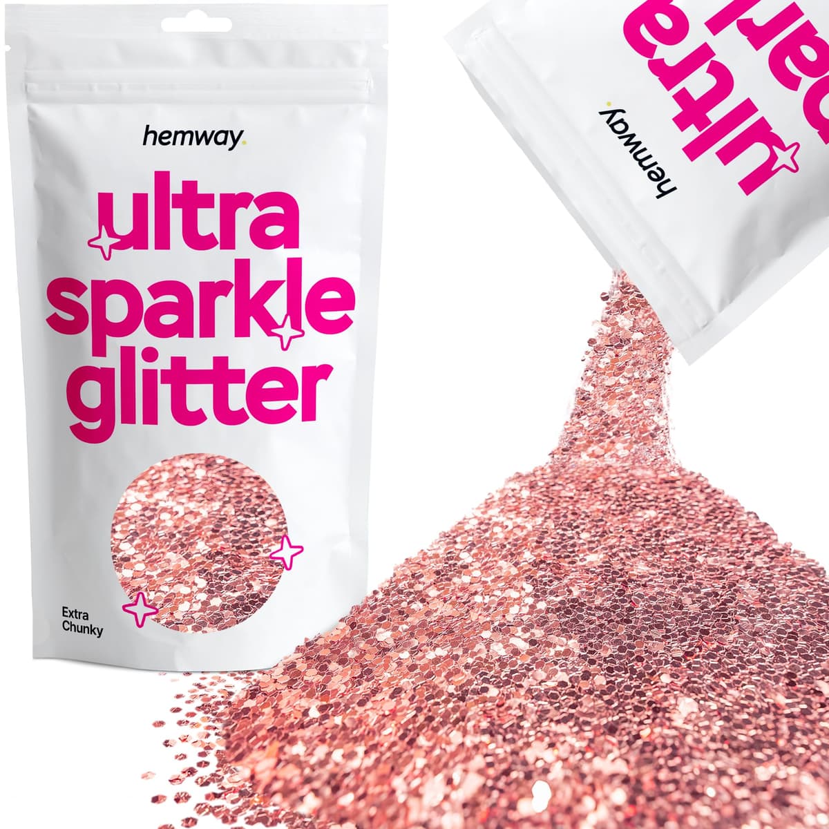 Hemway Ultra Sparkle Glitter Baby Pink Iridescent 100g Fine | Glitter for Arts & Craft, Makeup, Nail Art, Crafting, Card Making, Sparkle Decoration — view 133