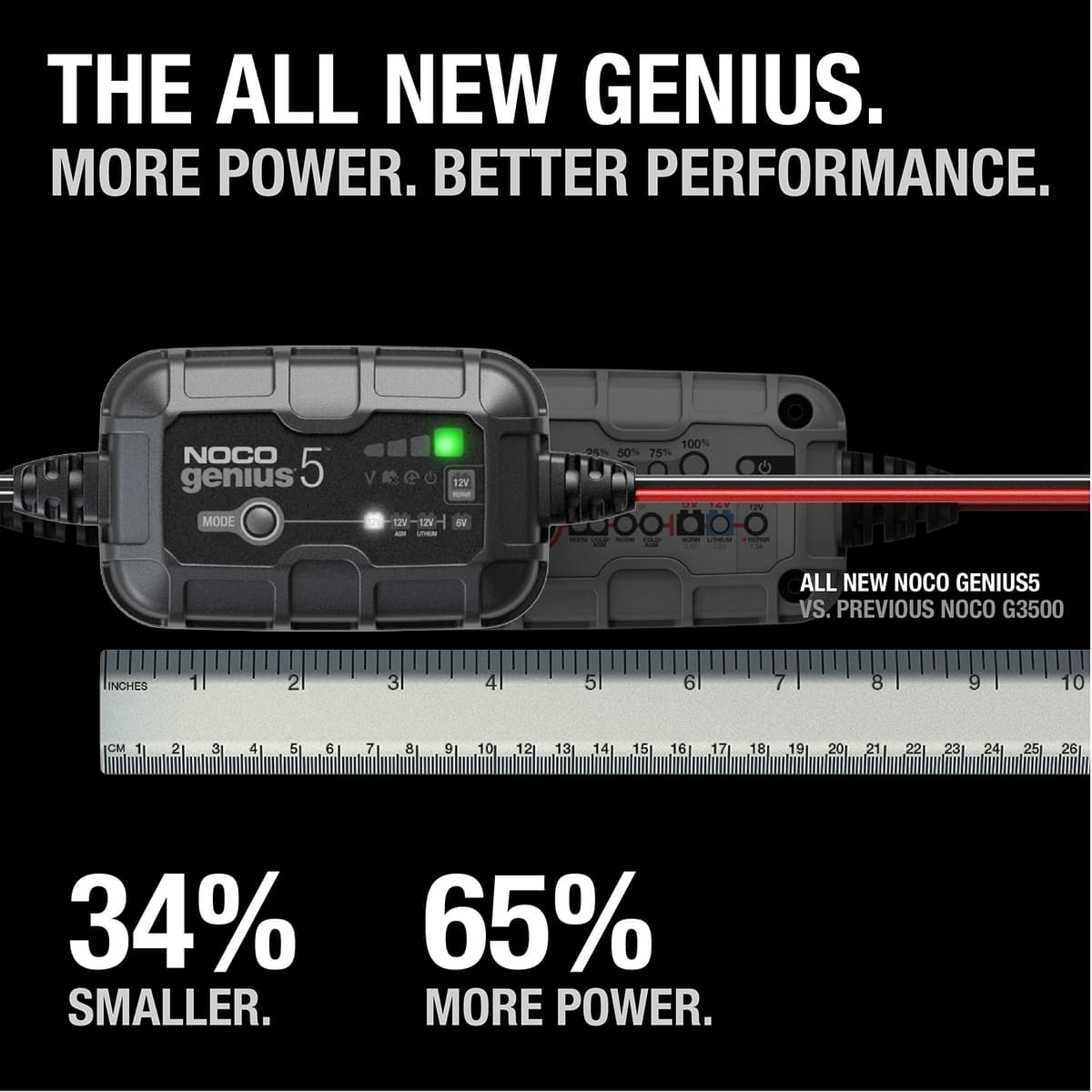 NOCO GENIUS5: 5A 6V/12V Smart Battery Charger – Automatic Maintainer, Trickle Charger & Desulfator with Overcharge Protection & Temperature Compensation – For Lead-Acid & Lithium Batteries — view 2