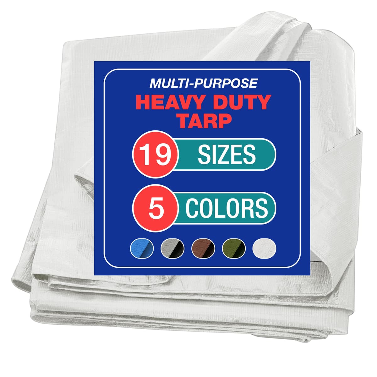 Large Waterproof Tarp- Heavy Duty Thick Poly Tarpaulin Ideal for Canopy Tents, Boats, RV or Pool Covers- Multipurpose Protective Tarps with Grommets for Indoor and Outdoor Use — view 248