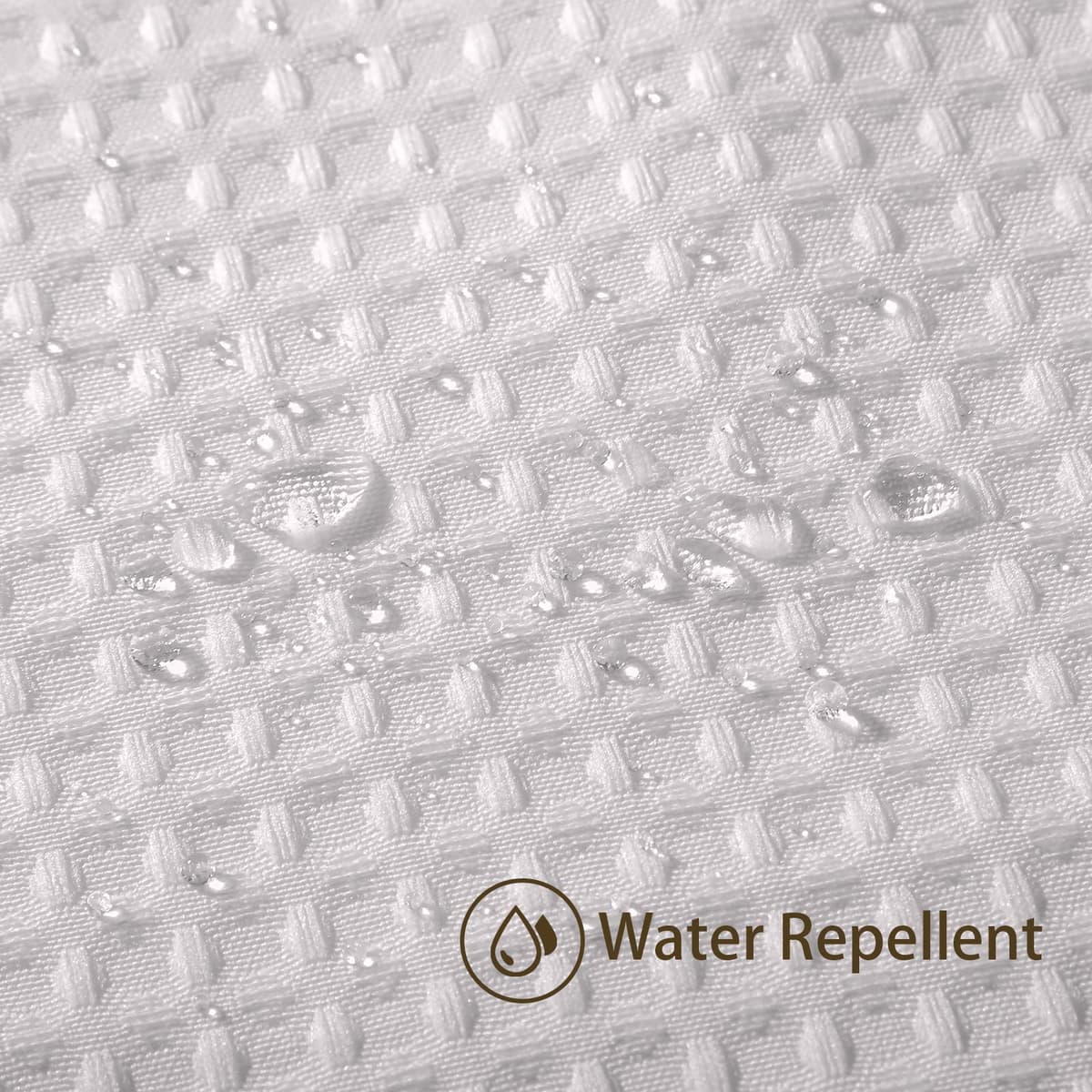 Cortina de Ducha para Baño Impermeable con Ganchos de Metal Cortina de Ducha de Tela Waffle Cortina de Baño Resistente y Antimoho para Bañera o Cabina - 152 x 182 cm (Blanco) — view 3