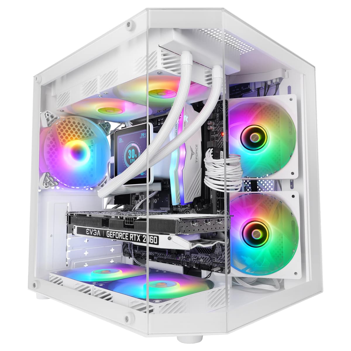 Mars Gaming MC-3TLITE, Caja Gaming MicroATX, Triple Cristal Templado Continuo, Ventilador FRGB Trasero 120mm, Estructura de Doble Cámara, Minitorre PC Compacta con Amplia Capacidad Interna, Blanco