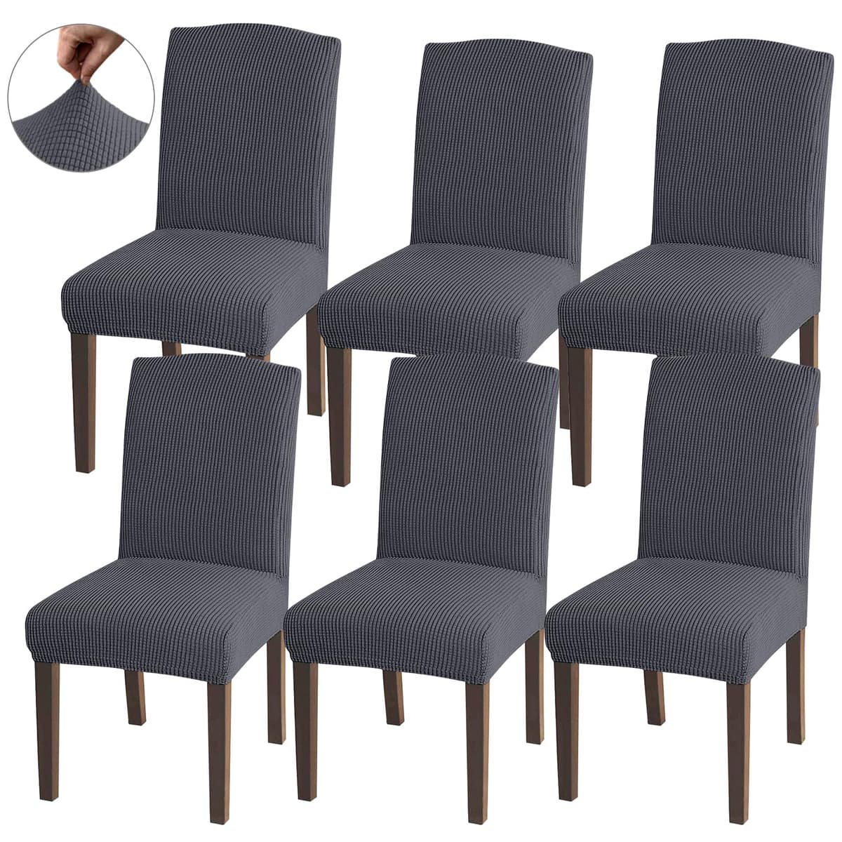 Granbest High Stretch Dining Chair Slipcovers, Universal Fit Jacquard Parson Dining Chair Covers, Removable Chair Protectors for Dining Room, Kitchen, Restaurant and Hotel (Set of 4, Grey) — view 9