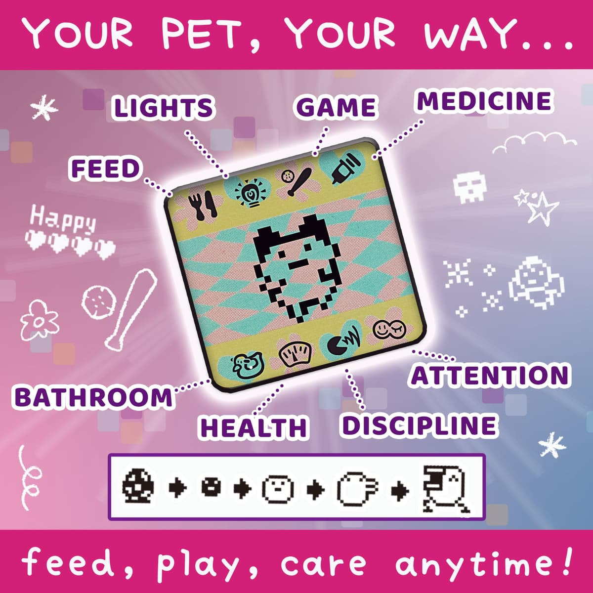 BANDAI, Tamagotchi Mascota Virtual Pink Treasure Jewel, Multicolor 42992, Juguete electrónico para Mayores de 8 años — view 3