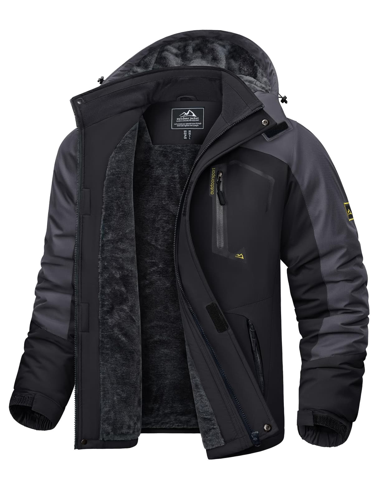 KEFITEVD Hombre Impermeables Lana Chaquetas Impermeables Esquí Cálidos Invierno Abrigos Térmicos Exteriores Abrigos con Capucha Desmontable — view 8