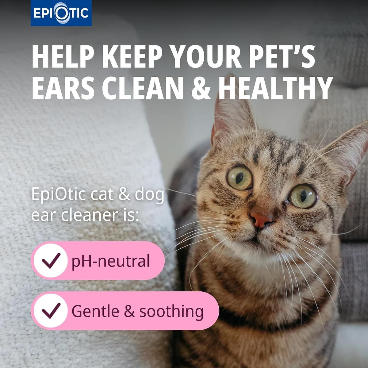 Virbac EpiOtic Cat and Dog Ear Cleaner Solution - Antibacterial and Anti-fungal Dog and Cat Ear Cleaner - 60ml — view 3