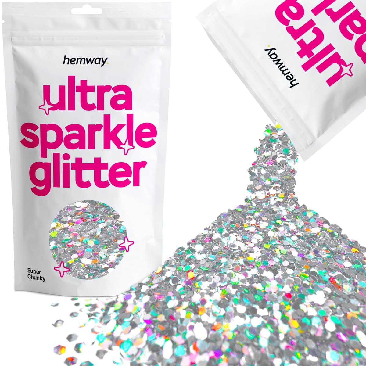 Hemway Ultra Sparkle Glitter Baby Pink Iridescent 100g Fine | Glitter for Arts & Craft, Makeup, Nail Art, Crafting, Card Making, Sparkle Decoration — view 66