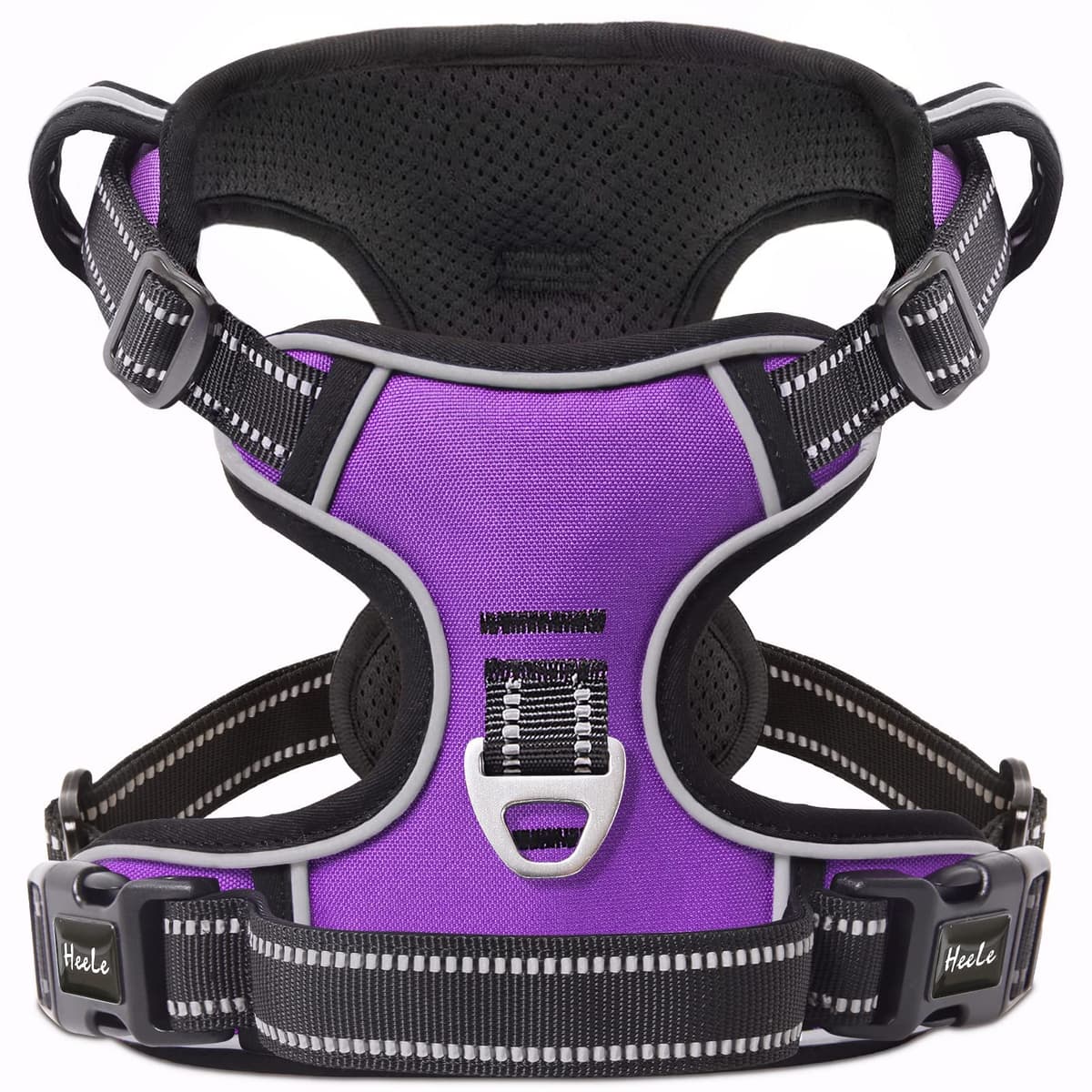 HEELE Arnés Reflectante para Perro, con Control de Mango Acolchado, 2 Anillos de Metal, arnés para Perros pequeños, medianos y Grandes, Flores-Negro, L — view 47
