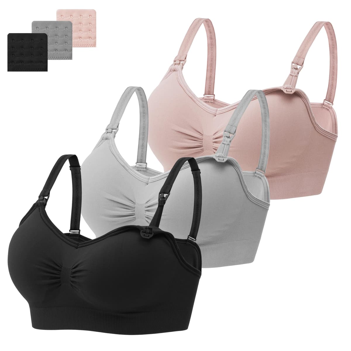 HBselect 3 Pack Women’s Nursing Bra Wireless Seamless Maternity Bra Breastfeeding Bras Bralette with Removable Bra Pads Extenders — view 17