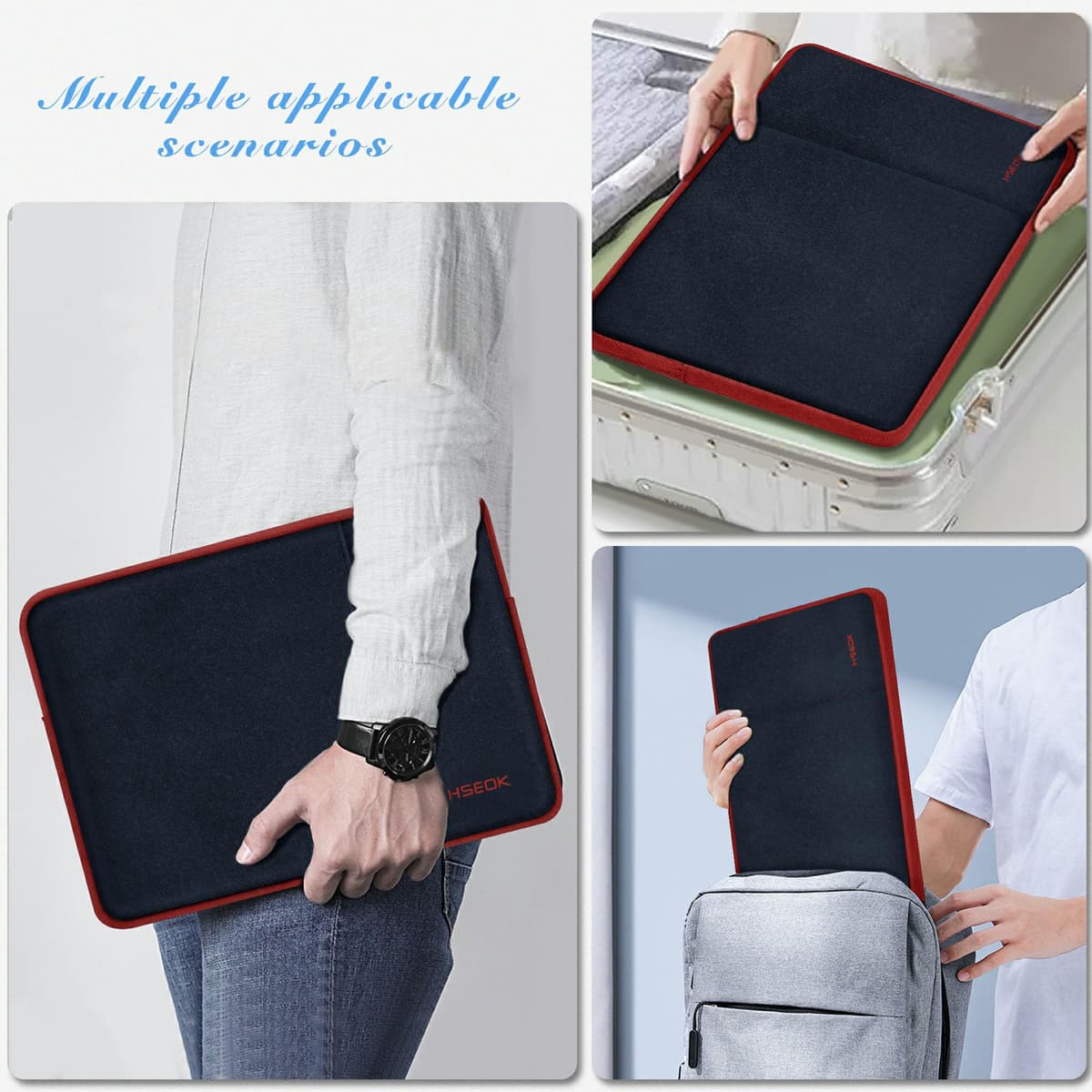 HSEOK 15,6" Funda para Computadora Portátil, Funda Impermeable a Prueba de Golpes con Bolsillo Lateral, Compatible con MacBook Pro 16"/15" y la Mayoría de Las PC de 15" 15,6" 16",B02K02 — view 5