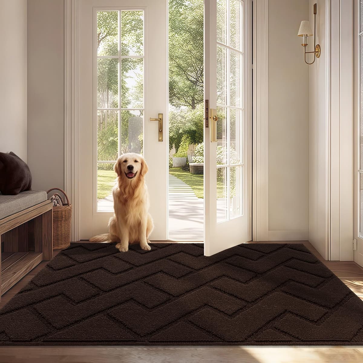 Biscpro Door Mats Indoor,Dirt Trapper Mat Absorbent Non-Slip Low Profile Doormat for Entrance,Inside, Kitchen,Front Door Mat Washable for Pets and Dogs— 50x80cm,Grey — view 66