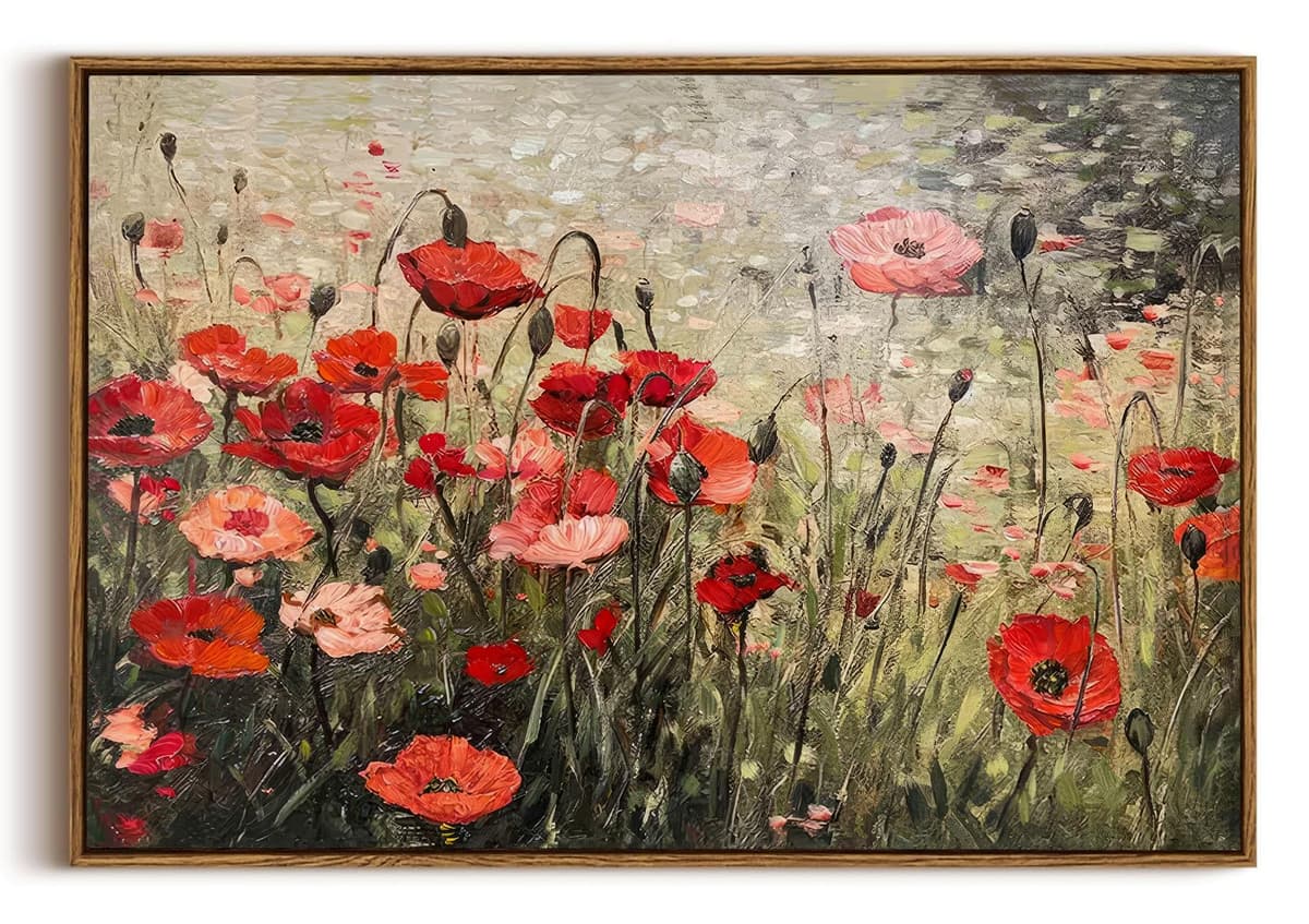 OIQArtOIQ Framed Canvas Wall Art,Vintage Decor,Landscape Nature Country Wildflower Paintings Farmhouse Pictures Modern Artwork Rustic Fall Flower Prints Cottagecore Office Living Room Bedroom Bathroom — view 24