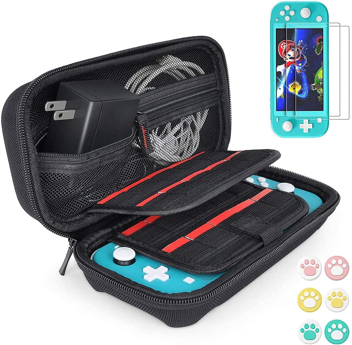 daydayup Switch Case Compatible with Nintendo Switch Lite, Portable Travel Switch Lite Case with 16 Game Cartridges, Protective Hard Shell Pouch for Switch Lite Accessories, Black