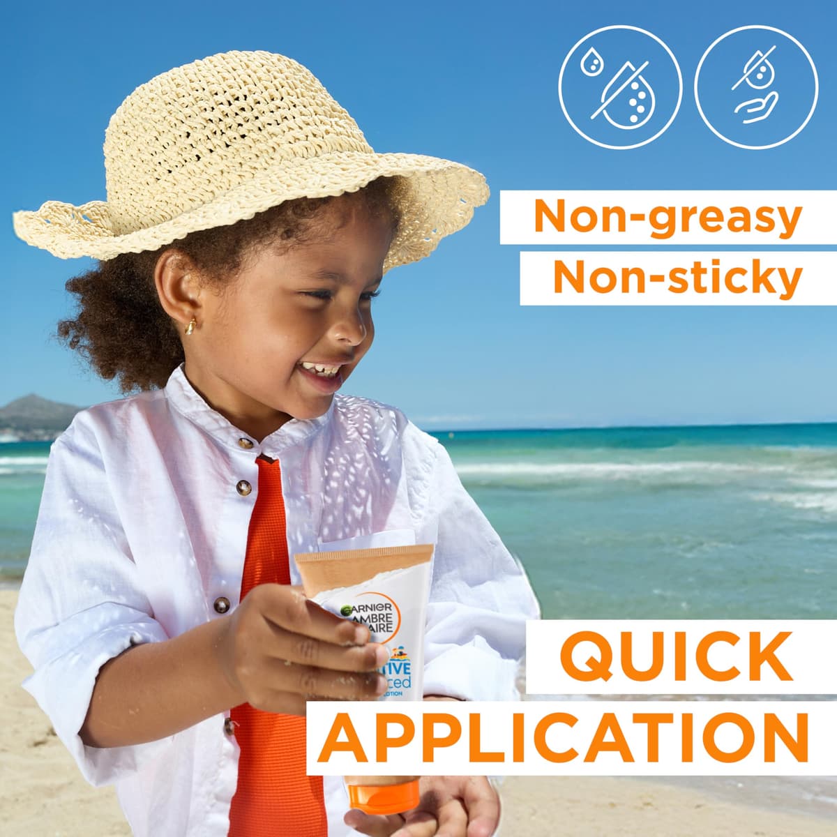 Garnier Ambre Solaire Sun Cream SPF 50+ Sensitive Advanced Kids Anti-Sand Sun Protection Mist Spray, Very High Protection UVA & UVB, Water Resistant, For Face & Body, Cruelty Free 150ml — view 5