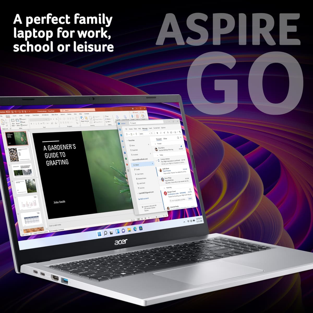 Acer Aspire Go 15 AG15-21P Laptop - AMD Ryzen 3 7320U, 8GB, 128GB SSD, Integrated Graphics, 15.6" Full HD, Windows 11, Silver — view 2