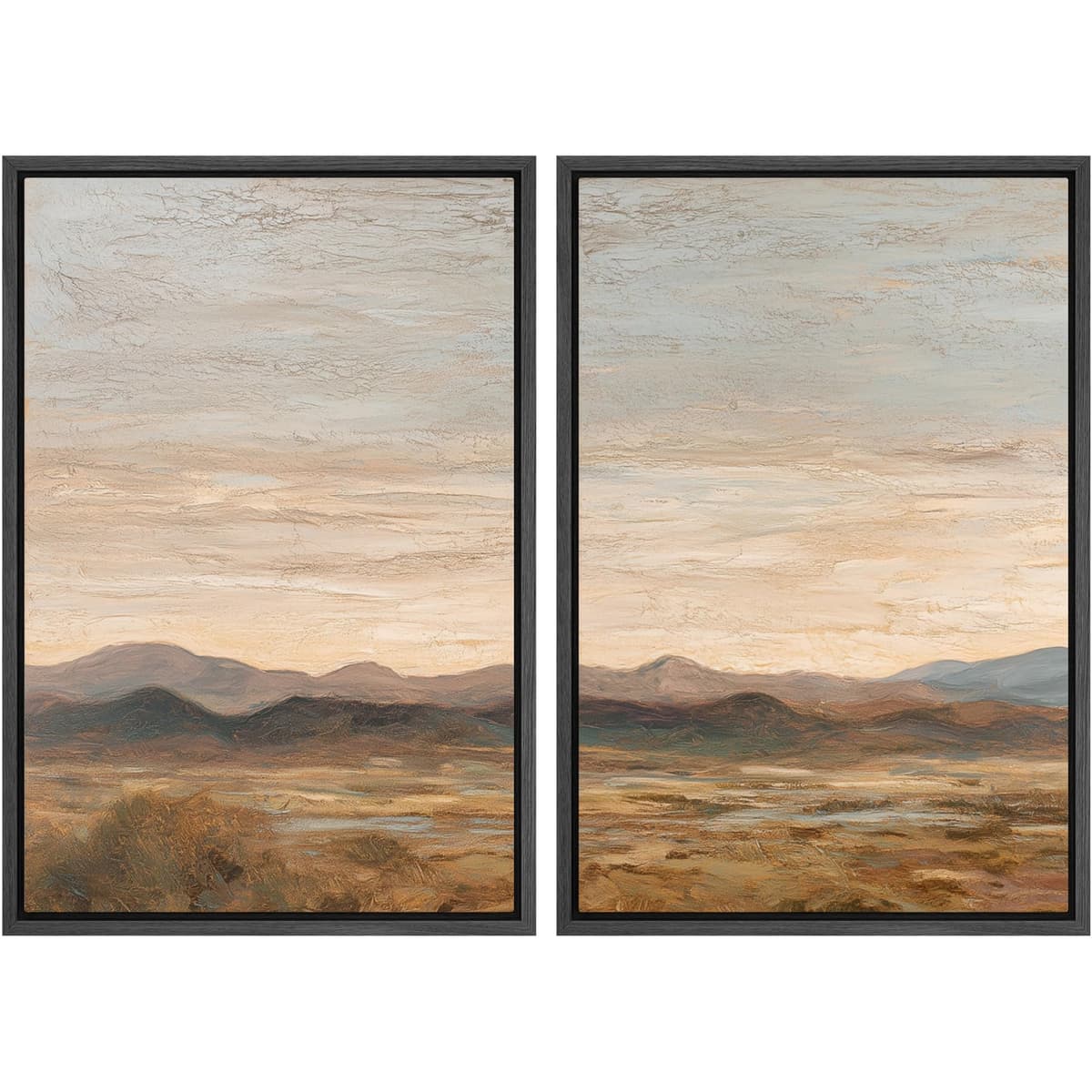 MUDECOR Framed Canvas Print Wall Art Set Watercolor Pastel Duotone Tan Landscape Abstract Shapes Illustrations Modern Art Decorative Contemporary for Living Room, Bedroom, Office - 24"x36"x2 Natural — view 117