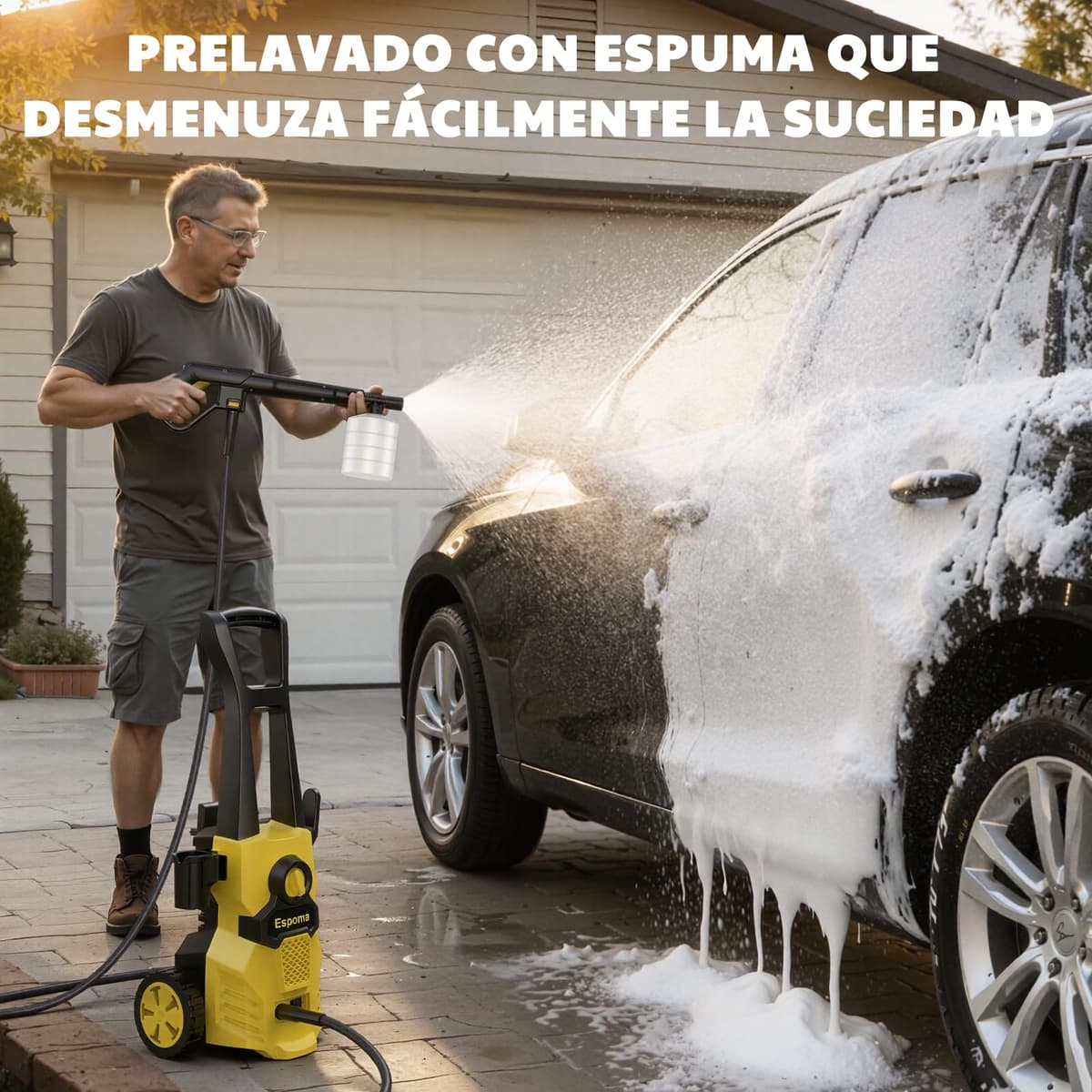 Espoma Hidrolimpiadora de Alta Presión, 120 Bar, Caudal de 380 l/h, área de Trabajo 30 m²/h, Ideal para Hogar, Jardín y Coche –Incluye Manguera de 7m, Bomba de Aluminio, Radio de Acción 12m — view 5