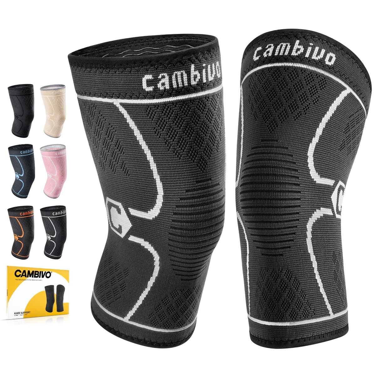 CAMBIVO 2Pcs Rodilleras Gym de Compresion, Rodilleras Menisco y Ligamento, Rodillera Transpirable y Antideslizante para Gym, Voleibol, Baloncesto, Correr, Bicicleta, Unisex — view 16