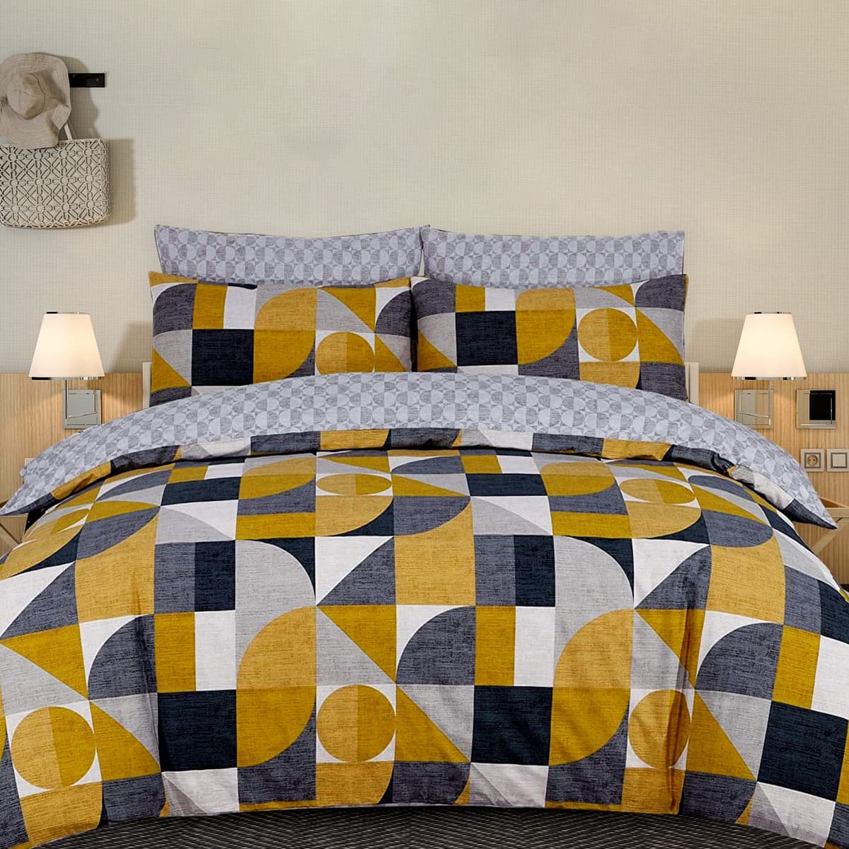 DTEX HOMES Double Duvet Set 100% Pure Cotton Reversible Printed Hotel Quality Duvet Cover Ultra Soft Easy Care double bedding Set Super Soft and Luxury Duvet Cover Sets (Balia Silver) — view 16
