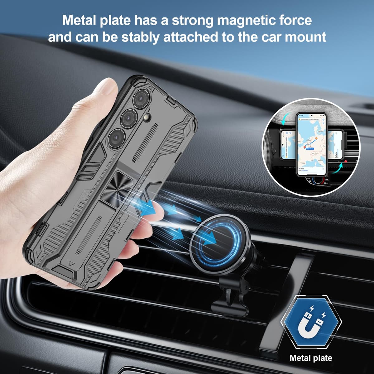 Funda para CMF Phone 2 Pro, Carcasa Antigolpes con Soporte anular metálico, Case Protectora de Grado Militar, Negro — view 893
