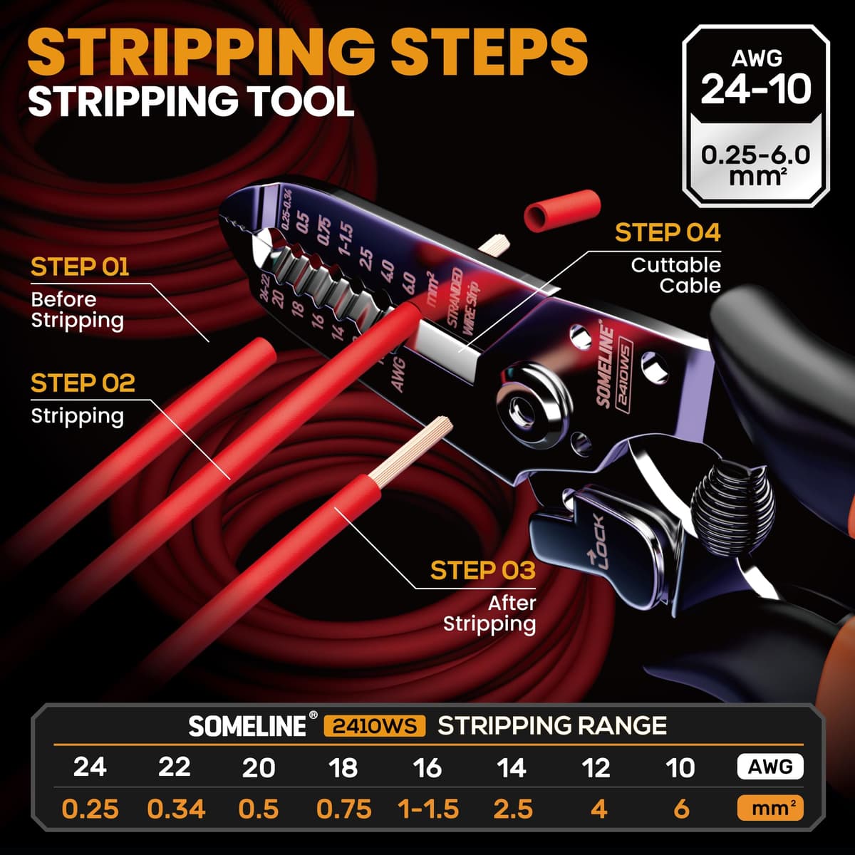 SOMELINE Waterproof Automotive Electrical Connector Crimping Tool Kit, 1/2/3/4/5/6 Pin Wire Connectors, with 0.34–2.5mm² Ratchet Crimping Pliers & Terminal Removal Tool – for Car, Motorcycle, Marine — view 7