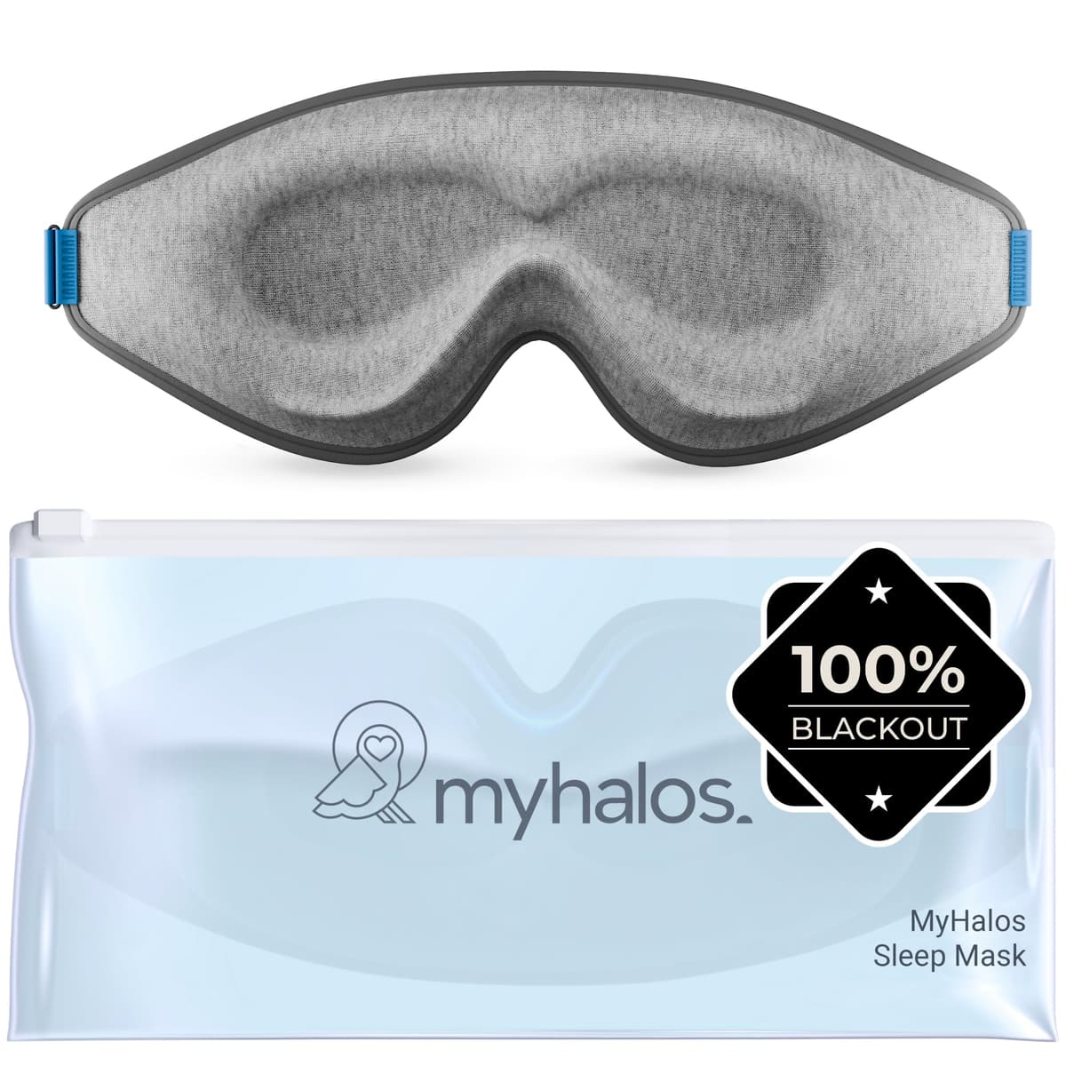 MyHalos® 100% Blackout Sleep Masks for Women & Men - Zero Eye Pressure Eye Mask for Sleeping -Our Halo Sleep Mask Includes a Storage Pouch- Black Eye Mask for Travel or Blindfold — view 14