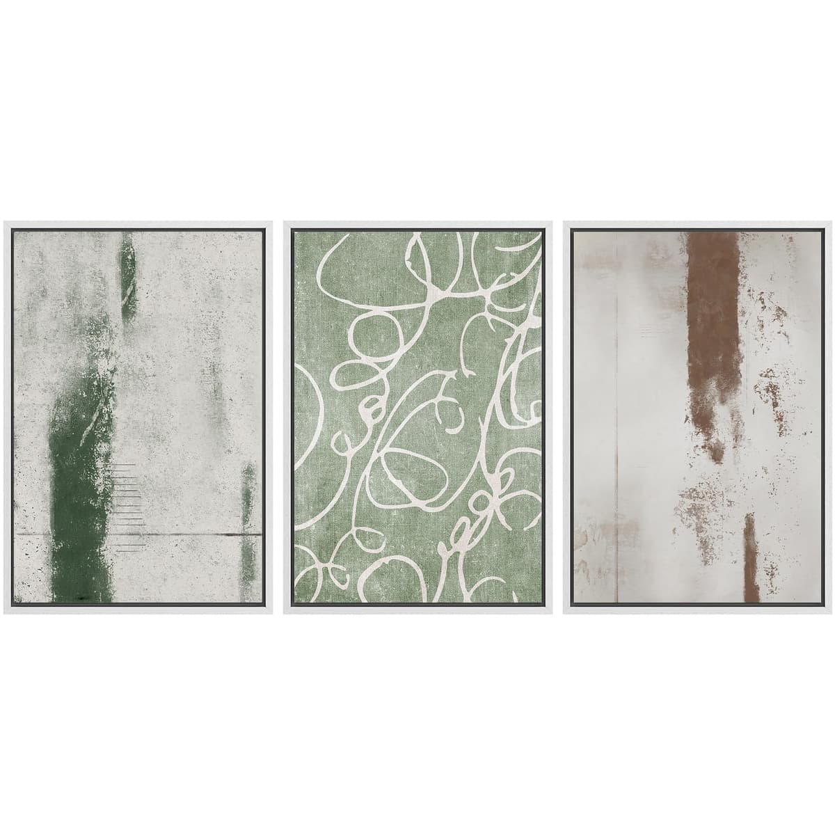 SIGNWIN Framed Canvas Print Wall Art Set Blue White Grunge Geometric Pattern Abstract Shapes Cozy Neutral Decorative Contemporary Minimal for Living Room, Bedroom, Office - 24"x36"x3 Natural — view 28