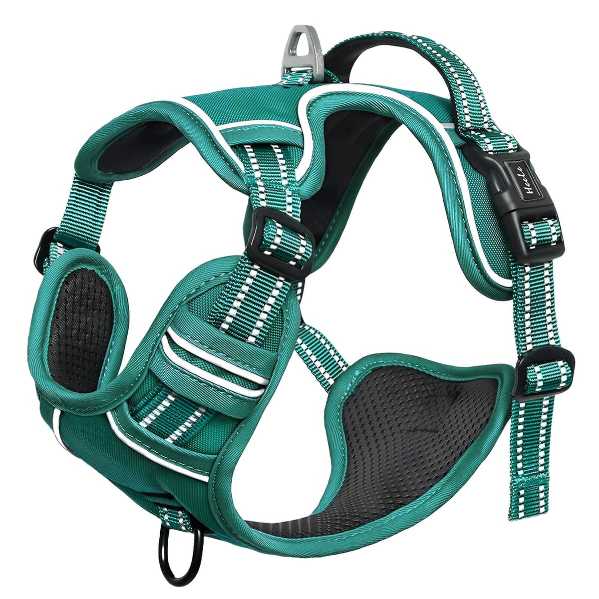 HEELE Dog Harness Medium No Pull Dog Vest Harness with Soft Handle Reflective Pet Harness for Outdoor Training Walking, Black, M — view 30