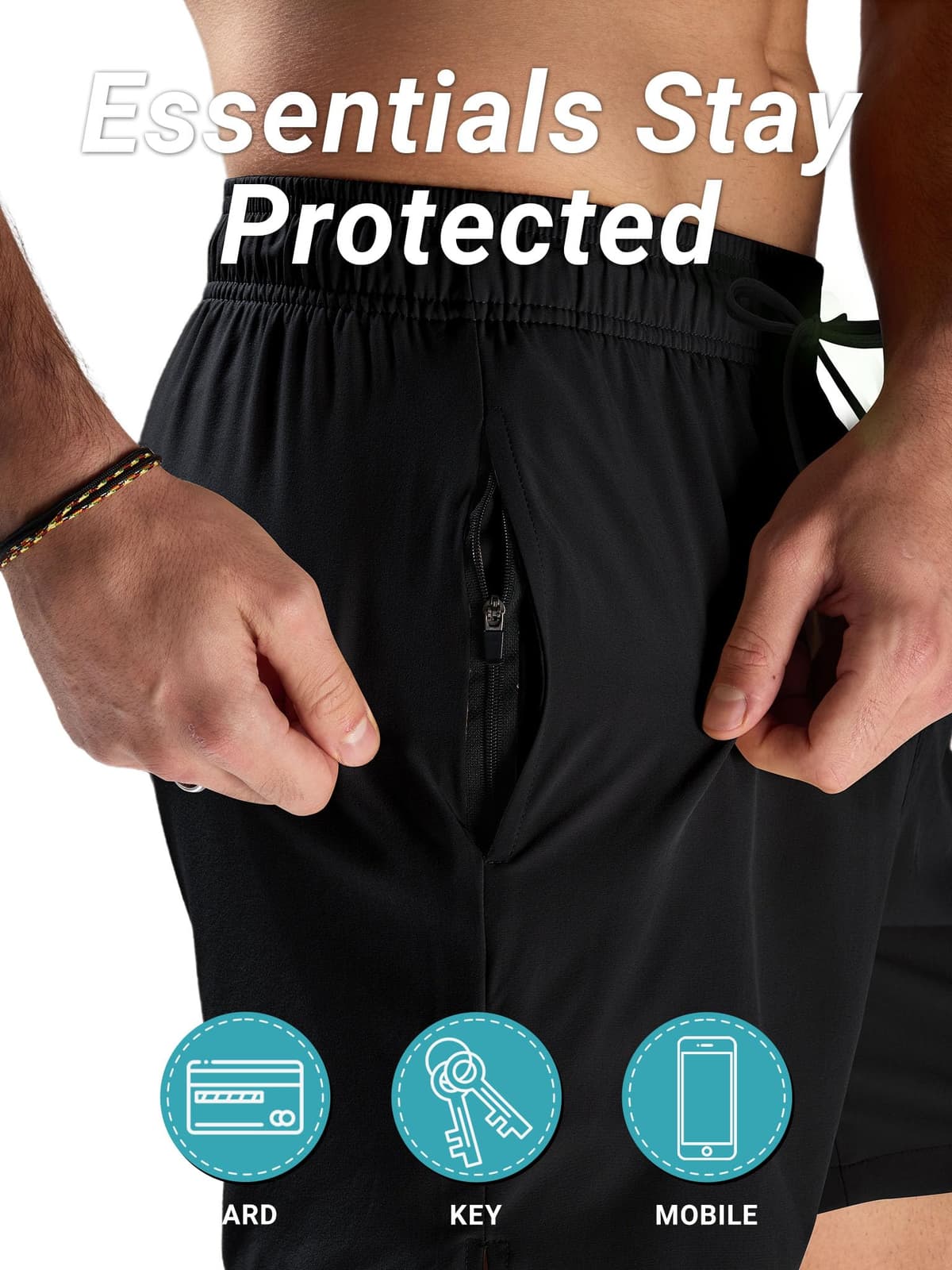 Bañador Hombre 2 en 1 Bañador de Secado Rápido con Forro de Malla y Cordón de Ajuste para Playa Bañador Casual Impermeable para Piscina Verano — view 4