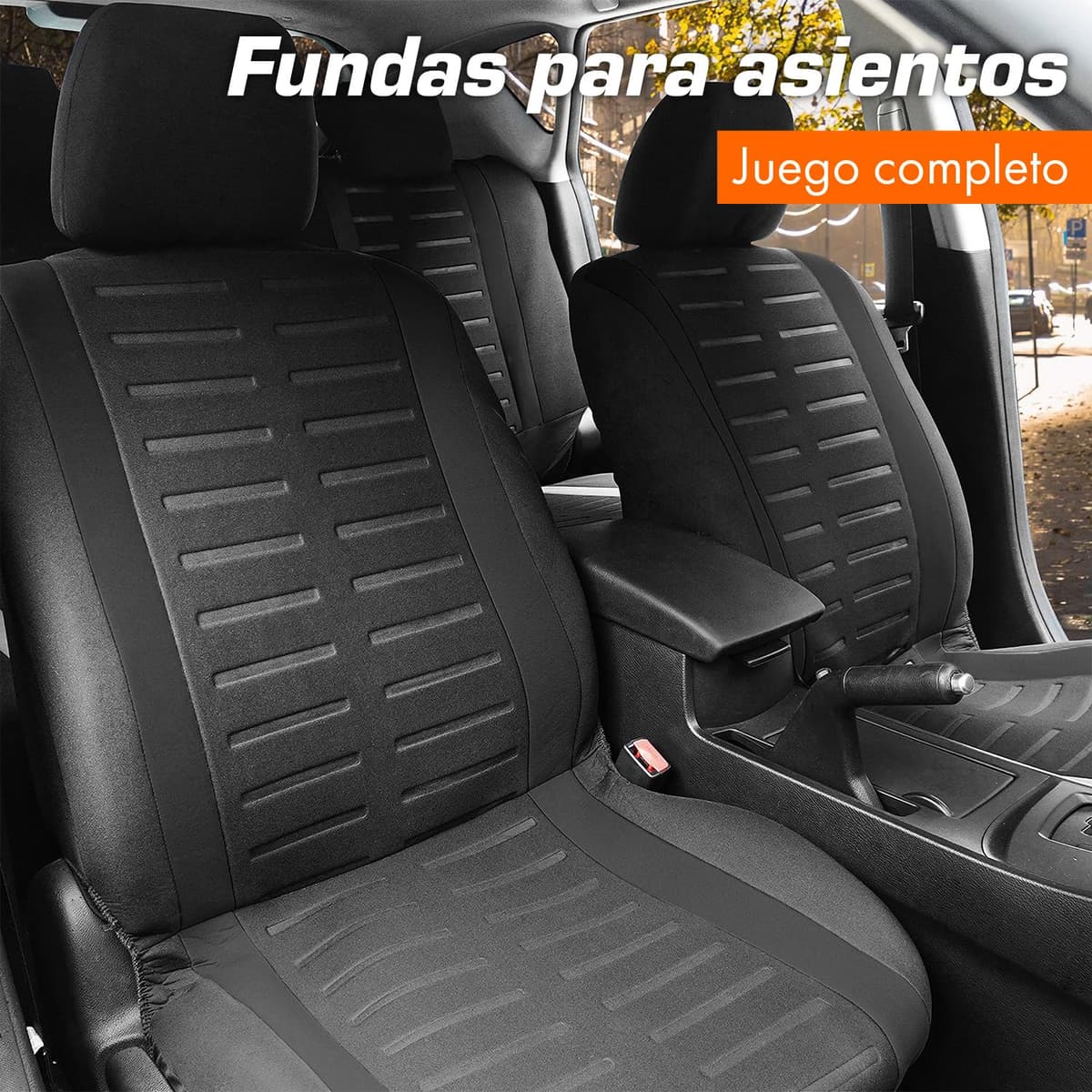 Upgrade4cars Fundas Asientos Coche Universales Negro | Cubre Universal | Protector de Asiento Delantero para Delantero y Trasero | Accesorios Interior Decoracion — view 2