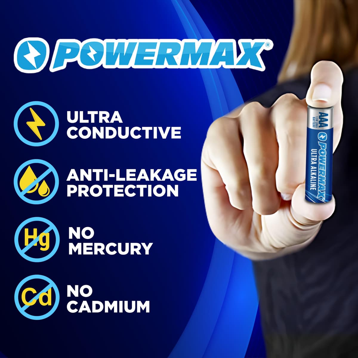 Powermax 24-Count Triple AAA Batteries, Ultra Long Lasting Alkaline Battery for Home and Office, 10-Year Shelf Life, Reclosable Packaging — view 5