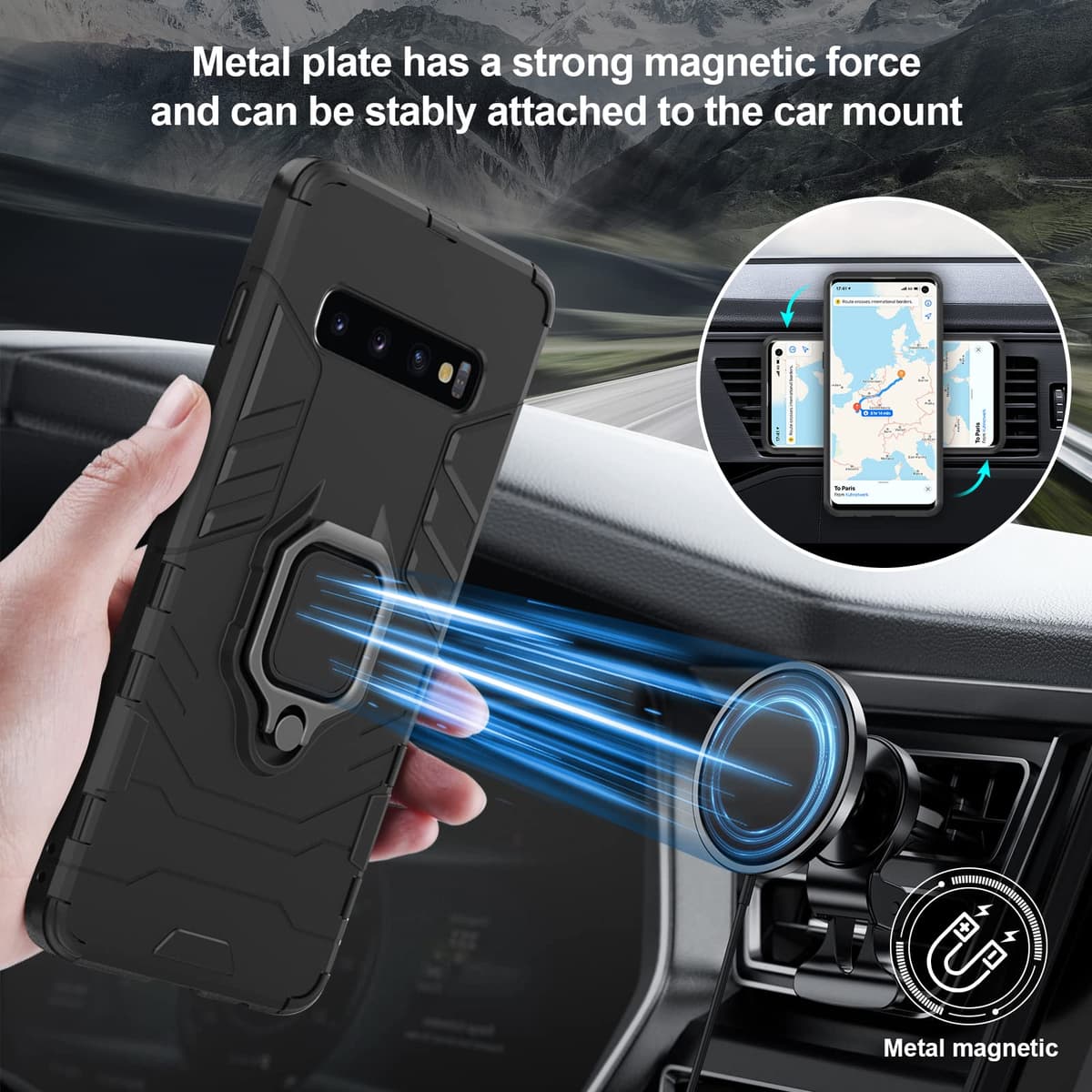 Funda para CMF Phone 2 Pro, Carcasa Antigolpes con Soporte anular metálico, Case Protectora de Grado Militar, Negro — view 262